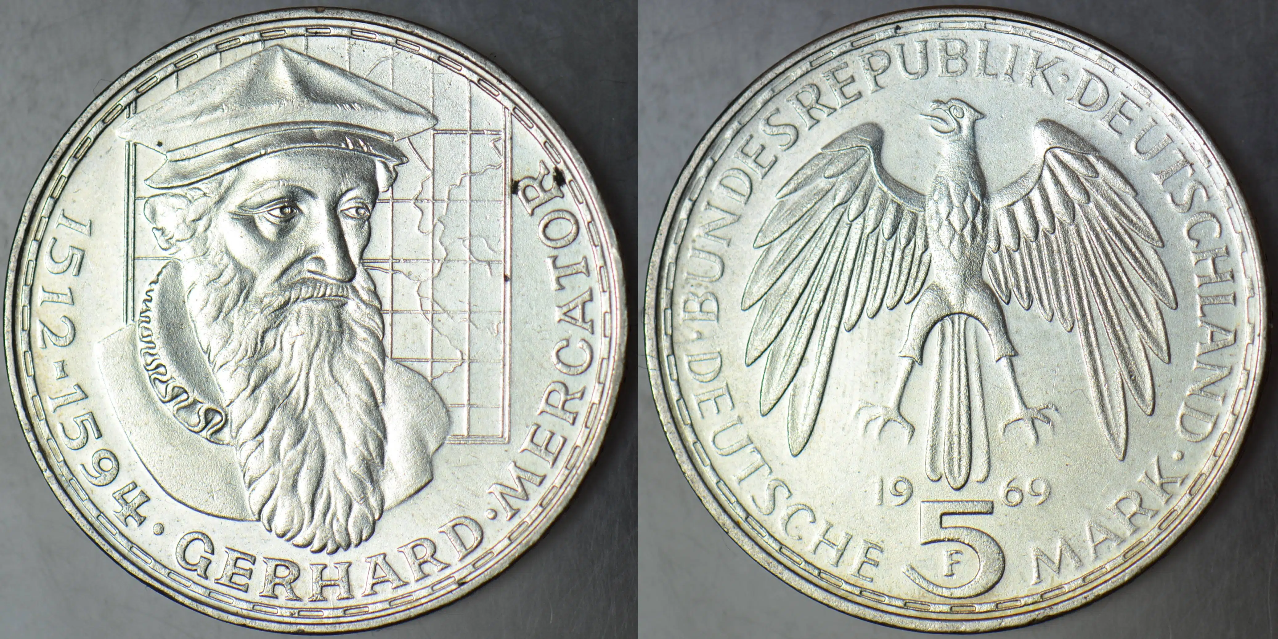 ALMANYA GÜMÜŞ 5 MARK 1969 F. HATIRA 11,2 gr. ÇİLALTI+