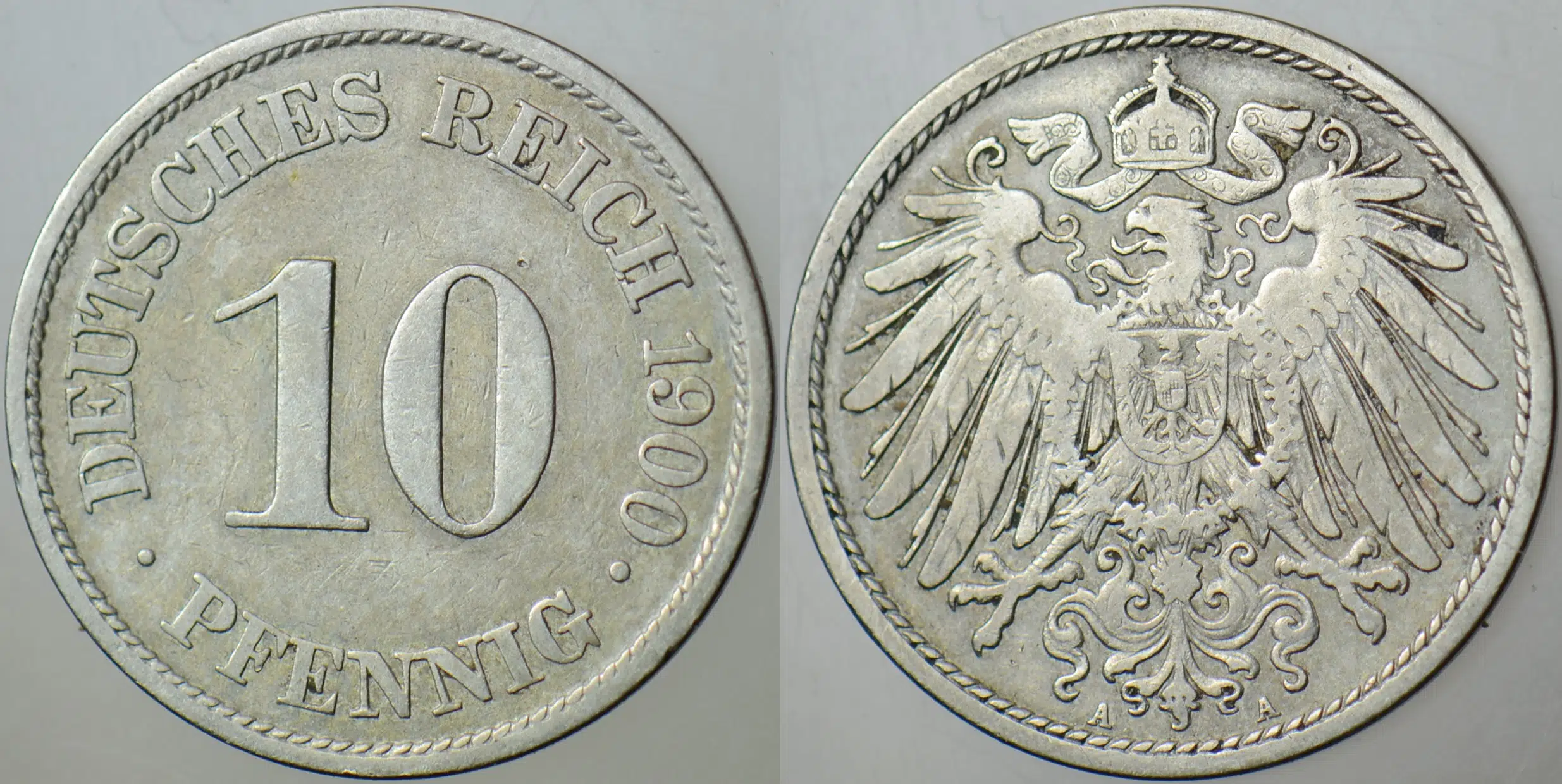 ALMANYA İMPARATORLUĞU 10 PFENNIG 1900 A. II. WİLHELM DÖNEMİ.