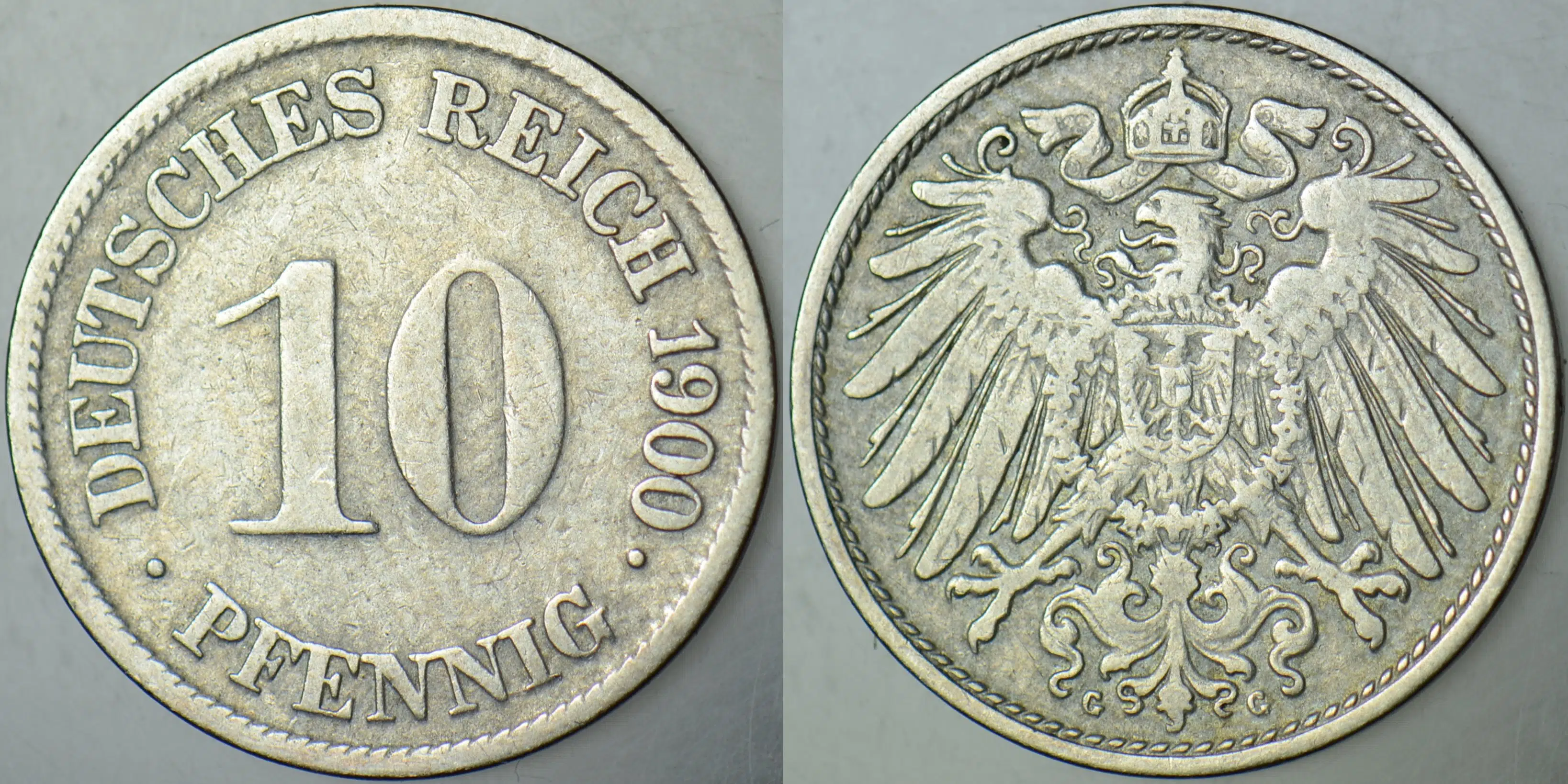 ALMANYA İMPARATORLUĞU 10 PFENNIG 1900 G. II. WİLHELM DÖNEMİ.