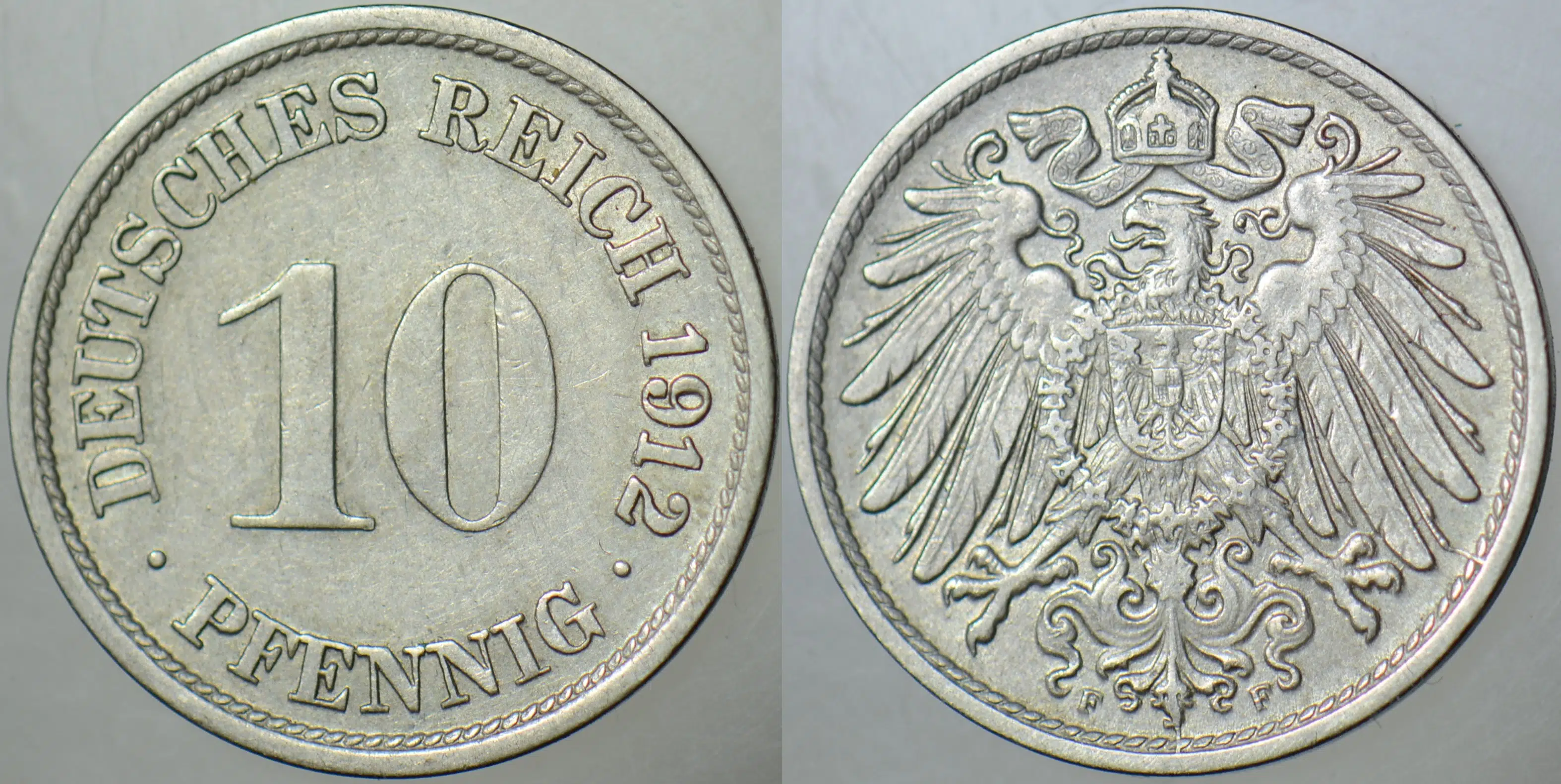 ALMANYA İMPARATORLUĞU 10 PFENNIG 1912 F. II. WİLHELM DÖNEMİ.