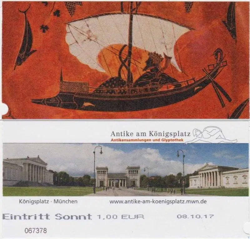 ALMANYA MÜNİH ANTIKENSAMMLUNGEN UND GLYPTOTHEK GİRİŞ BİLETİ 2017. ÇOK ÇOK İYİ DURUMDA, KIRILMA VS YOK.