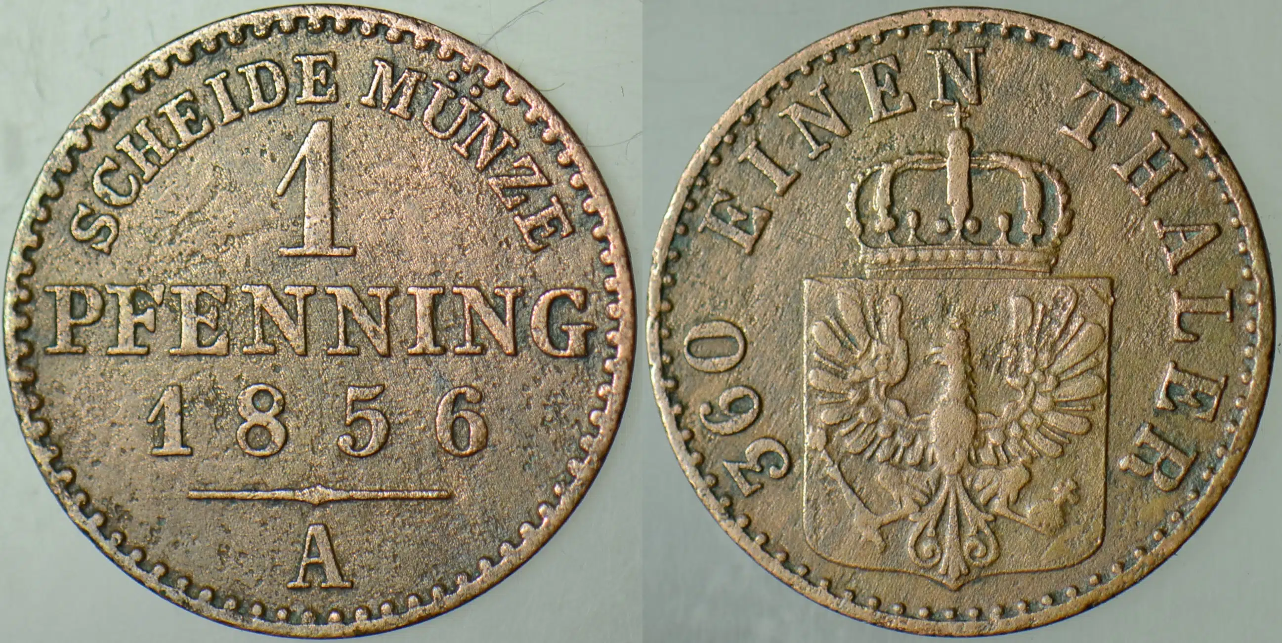 ALMANYA-PRUSYA KRALLIĞI 1 PFENNING 1856 A=BERLİN DARBI.