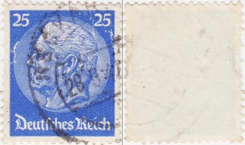 ALMANYA ÜÇÜNCÜ REICH DÖNEMİ HİNDENBURG GÖRSELLİ DAMGALI PUL. 25 PFENNIG. 1932