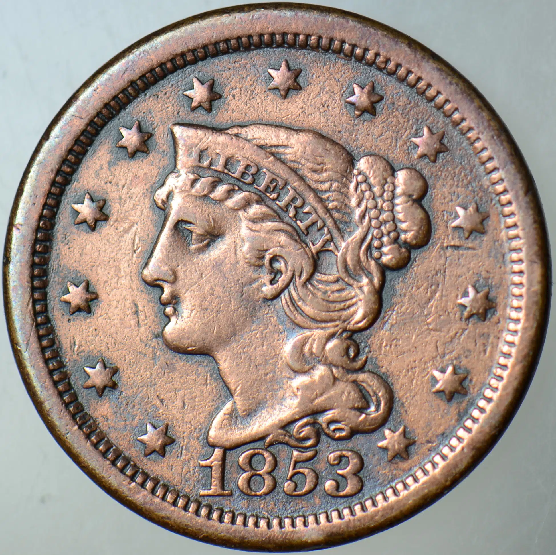 AMERİKA 1 CENT 1853 BRAIDED HAIR.