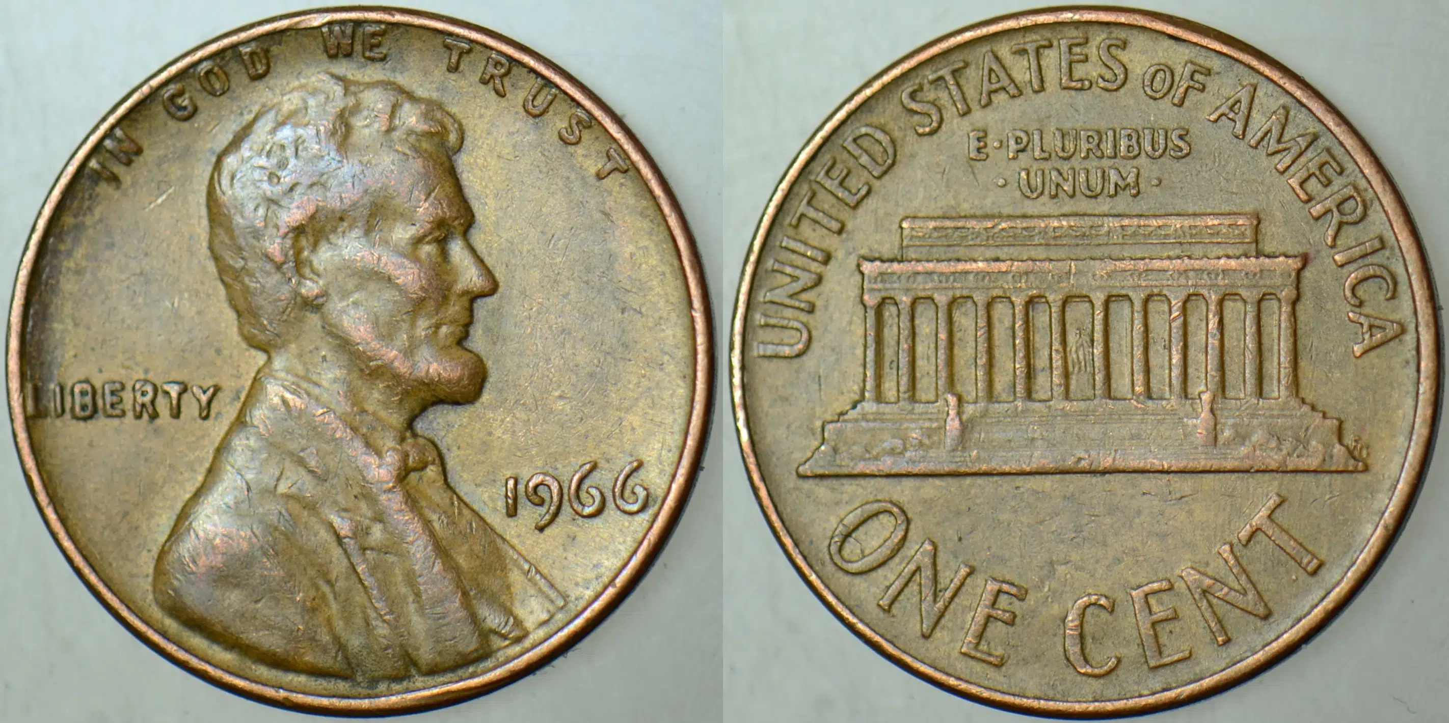 AMERİKA 1 CENT 1966 LİNCOLN MEMORİAL CENT. 19 mm
