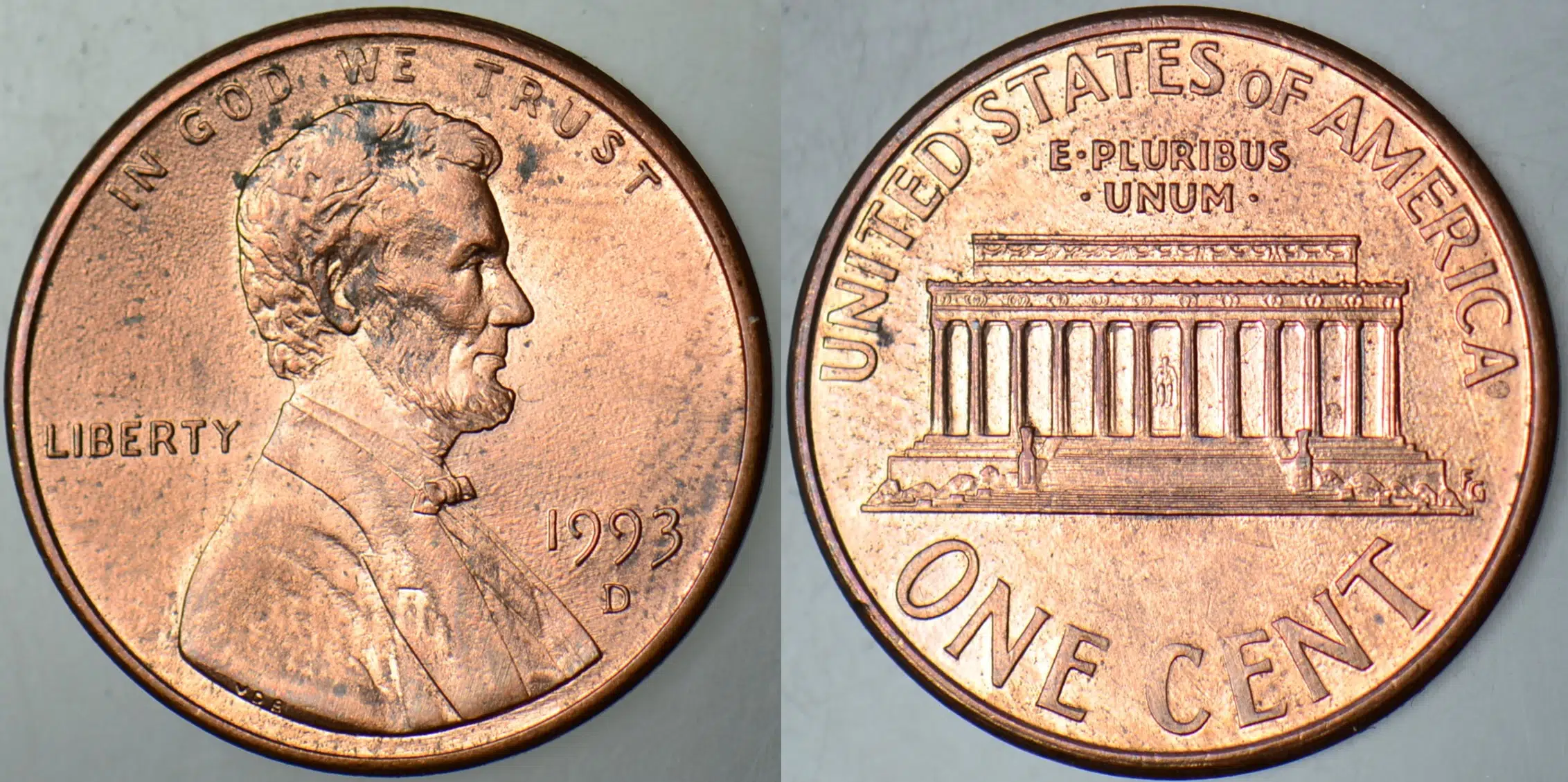 AMERİKA 1 CENT 1993 D. LINCOLN MEMORIAL CENT. 19 mm ÇİLALTI.