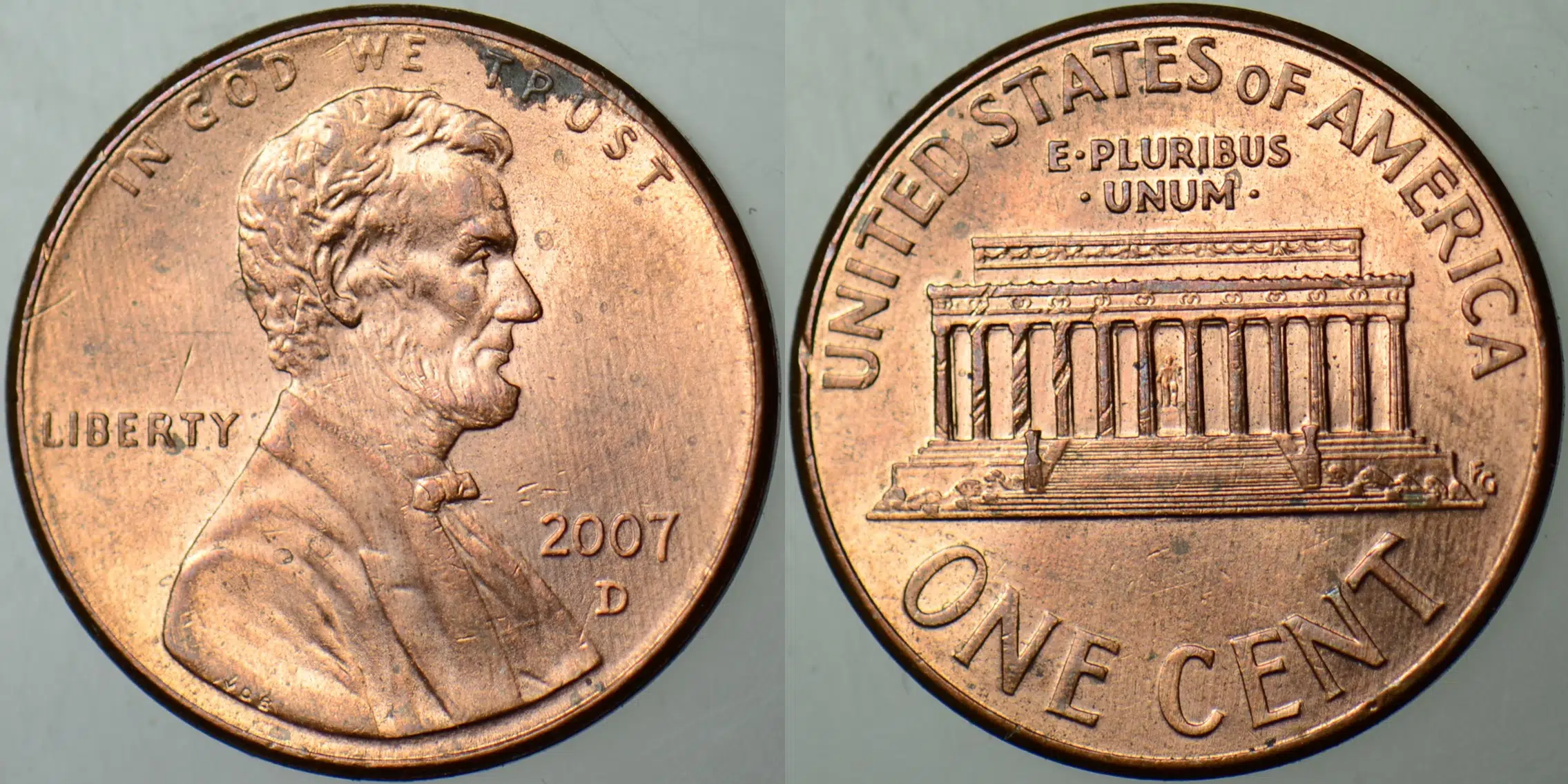 AMERİKA 1 CENT 2007 D. LİNCOLN MEMORİAL CENT. 19 mm ÇİLALTI.