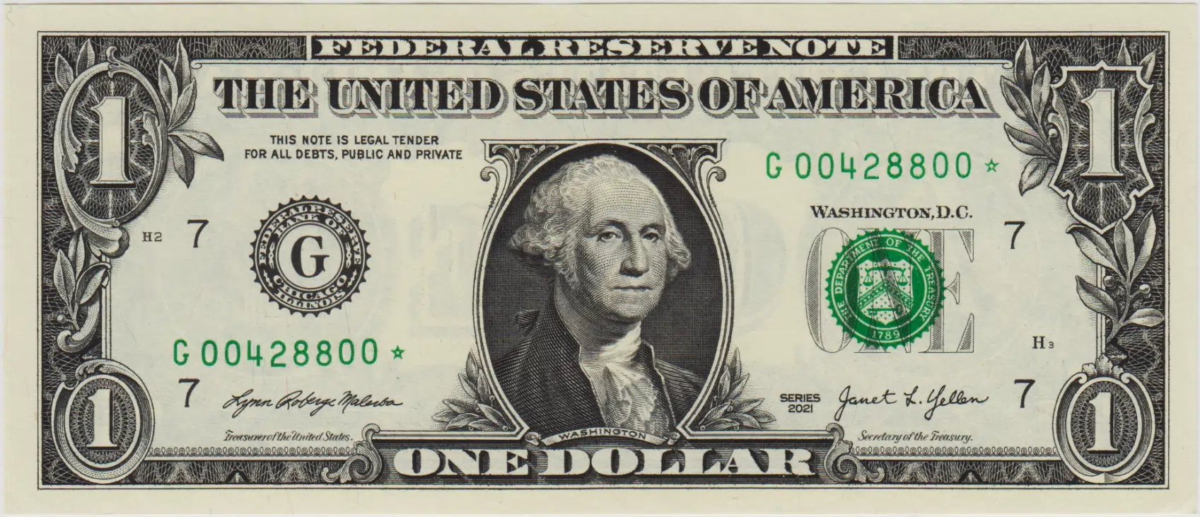 AMERİKA 1 DOLAR 2021 CHICAGO. REPLACEMENT. STAR NOTE. ÇİL(-)