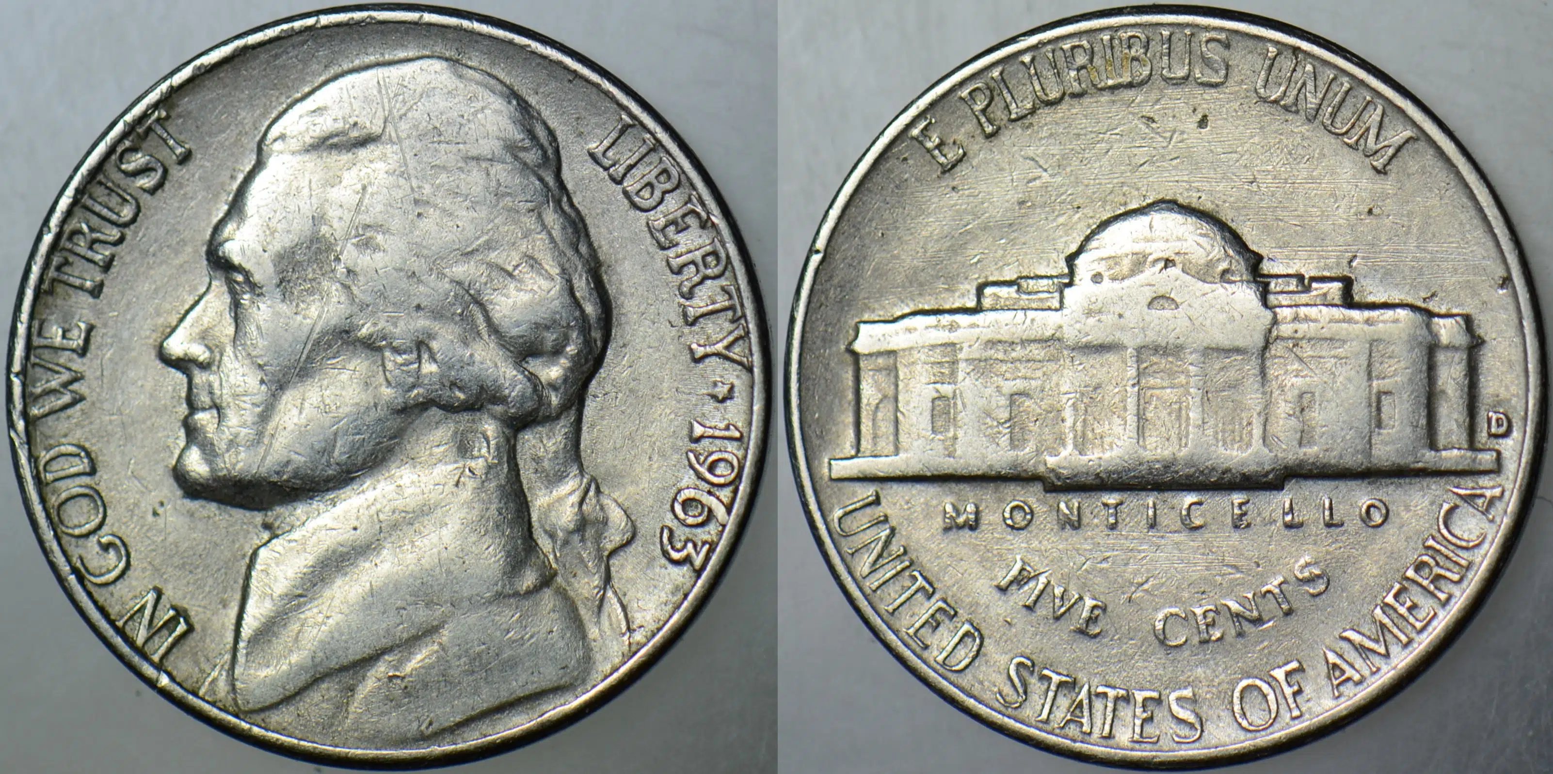AMERİKA 5 CENT 1963 D JEFFERSON NICKEL.