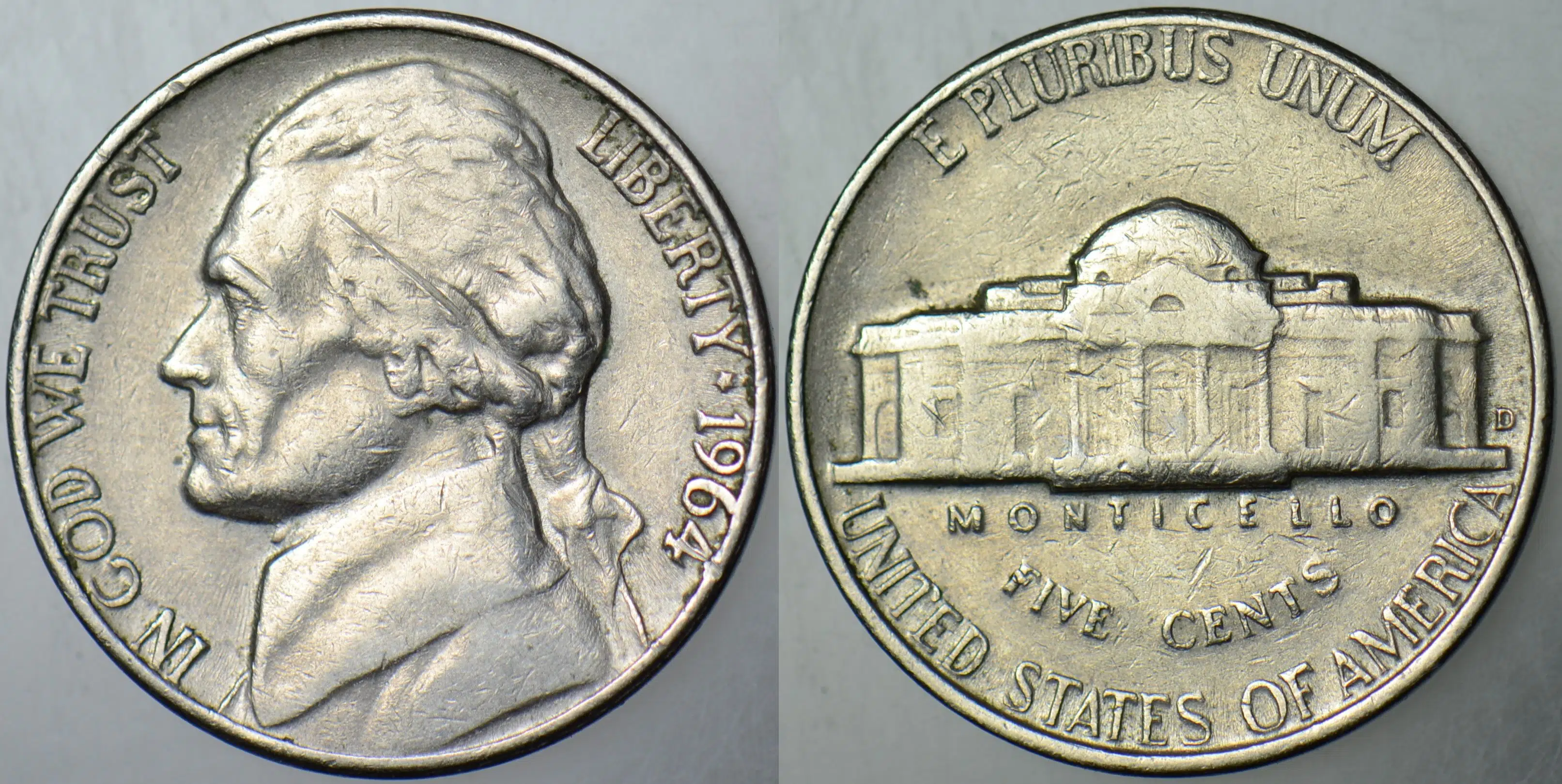 AMERİKA 5 CENT 1964 D JEFFERSON NICKEL.