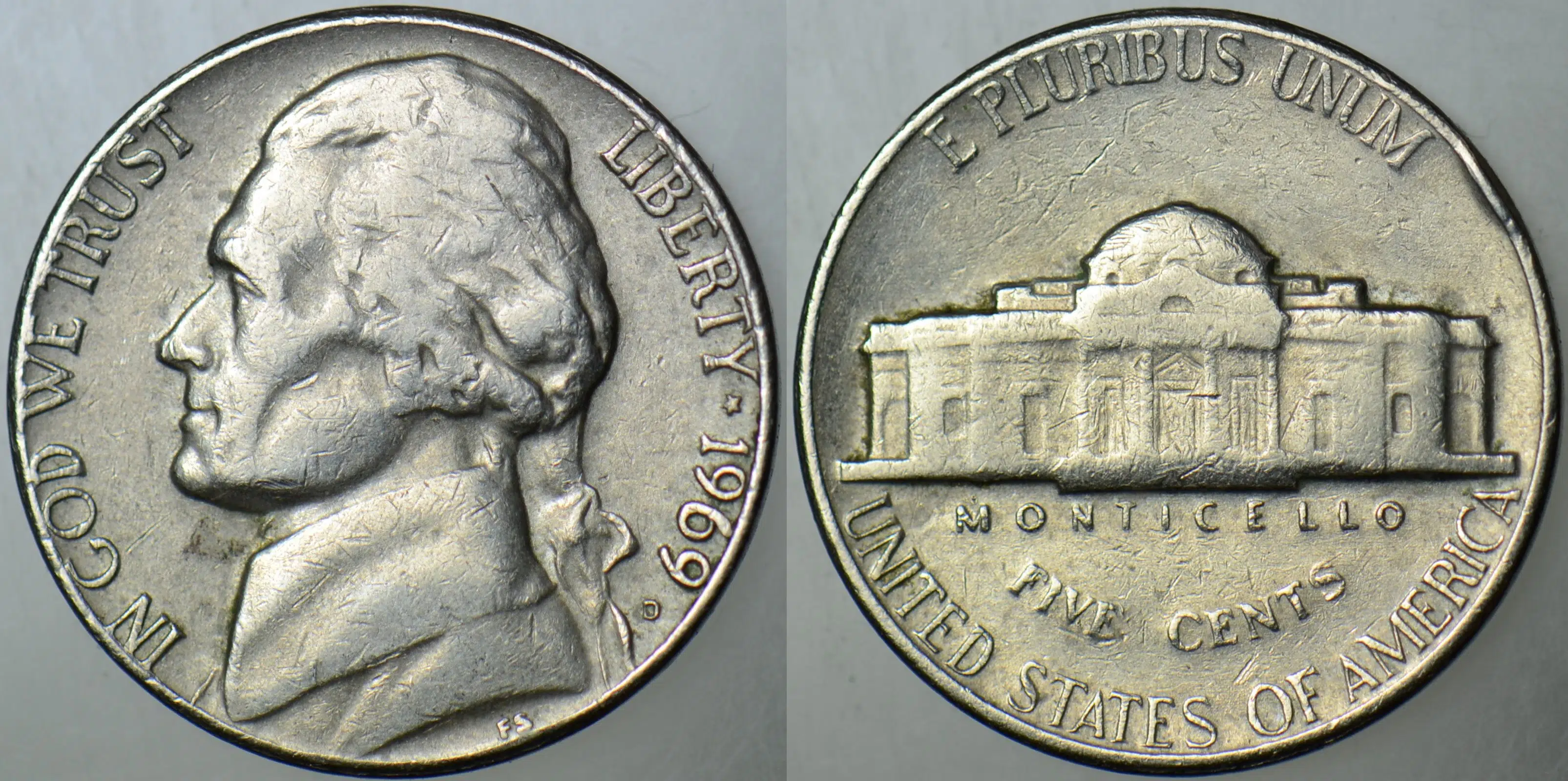 AMERİKA 5 CENT 1969 D JEFFERSON NICKEL.