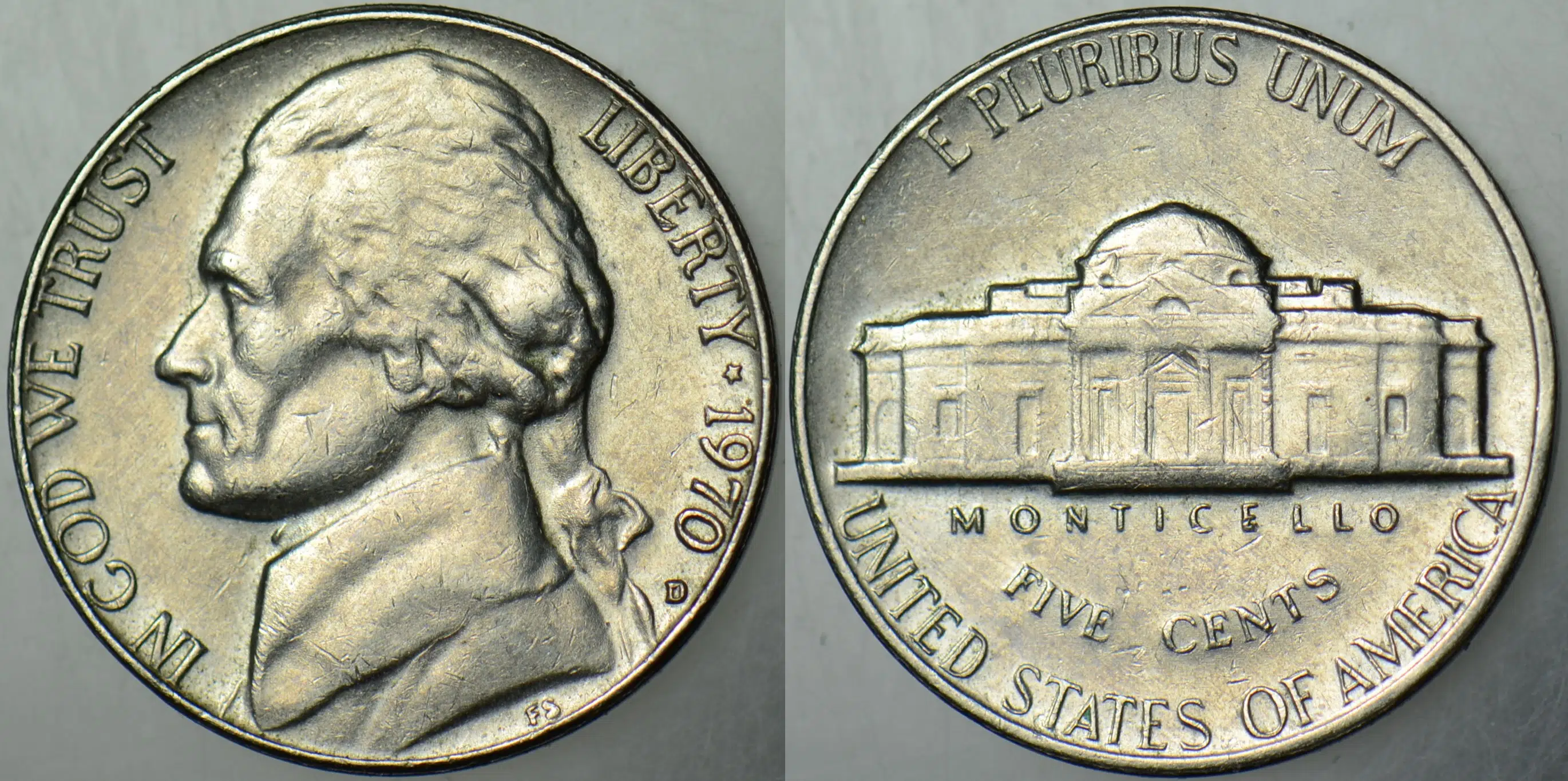 AMERİKA 5 CENT 1970 D JEFFERSON NICKEL.