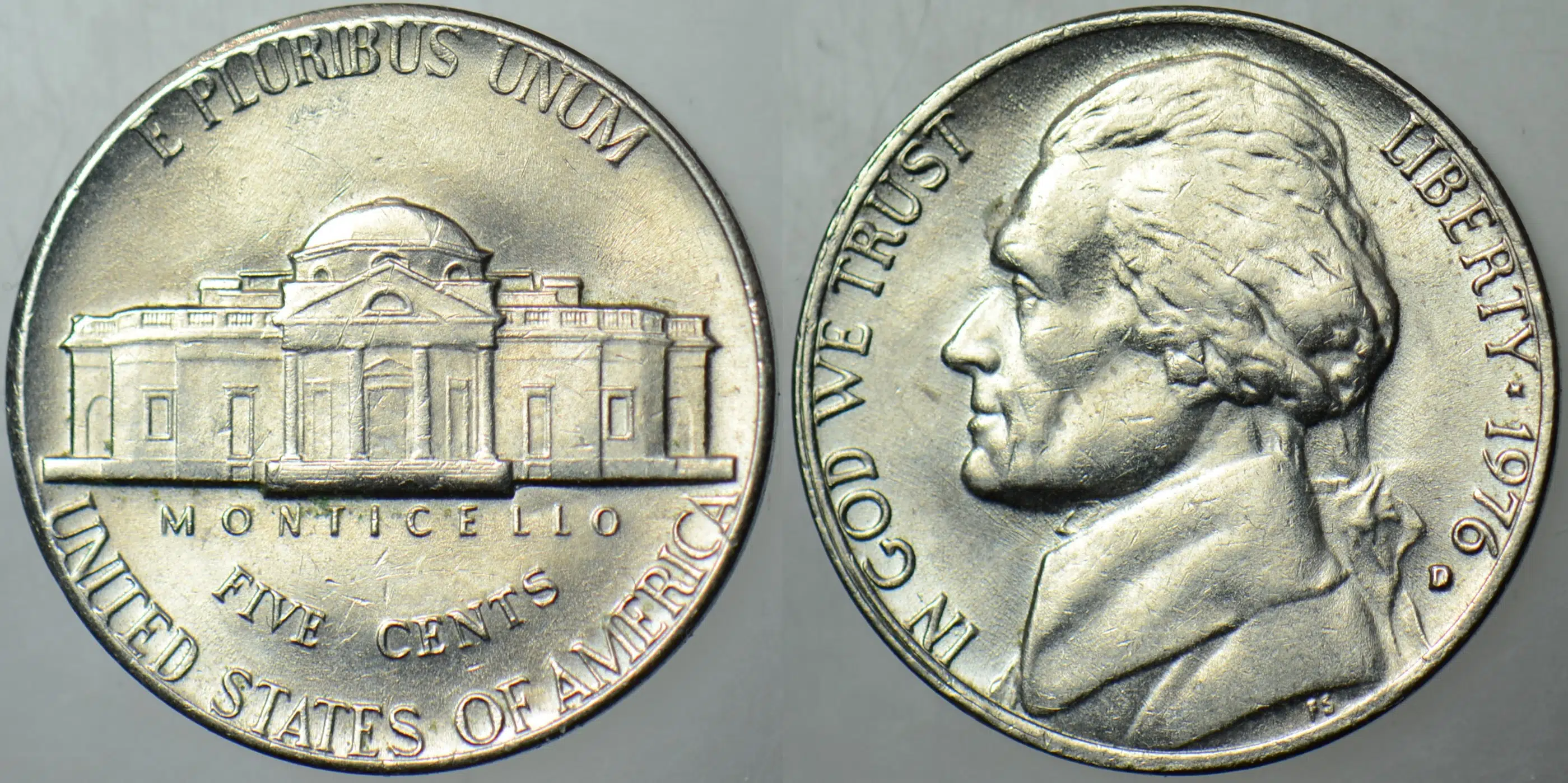 AMERİKA 5 CENT 1976 D JEFFERSON NICKEL. ÇİL(-)