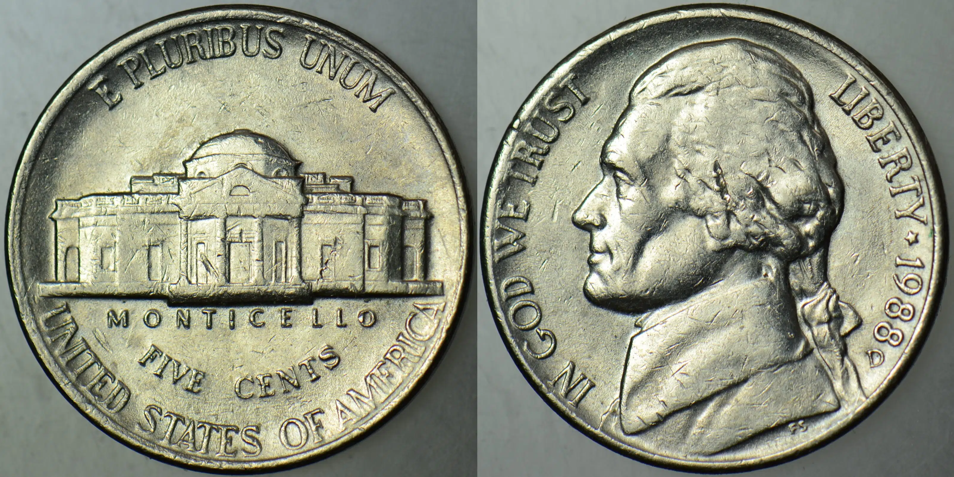 AMERİKA 5 CENT 1988 D. JEFFERSON NICKEL.