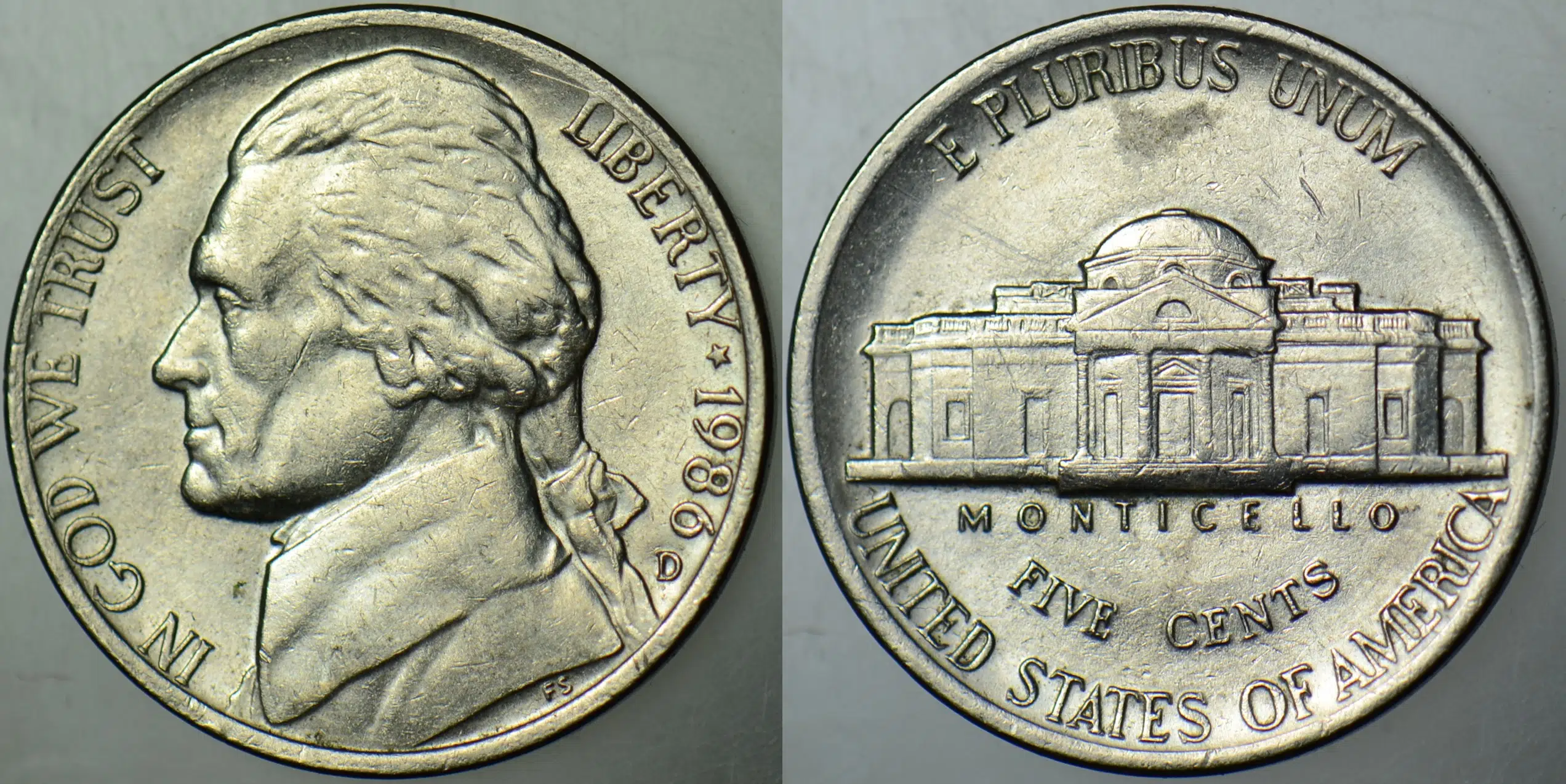 AMERİKA 5 CENT 1986 D. JEFFERSON NICKEL.