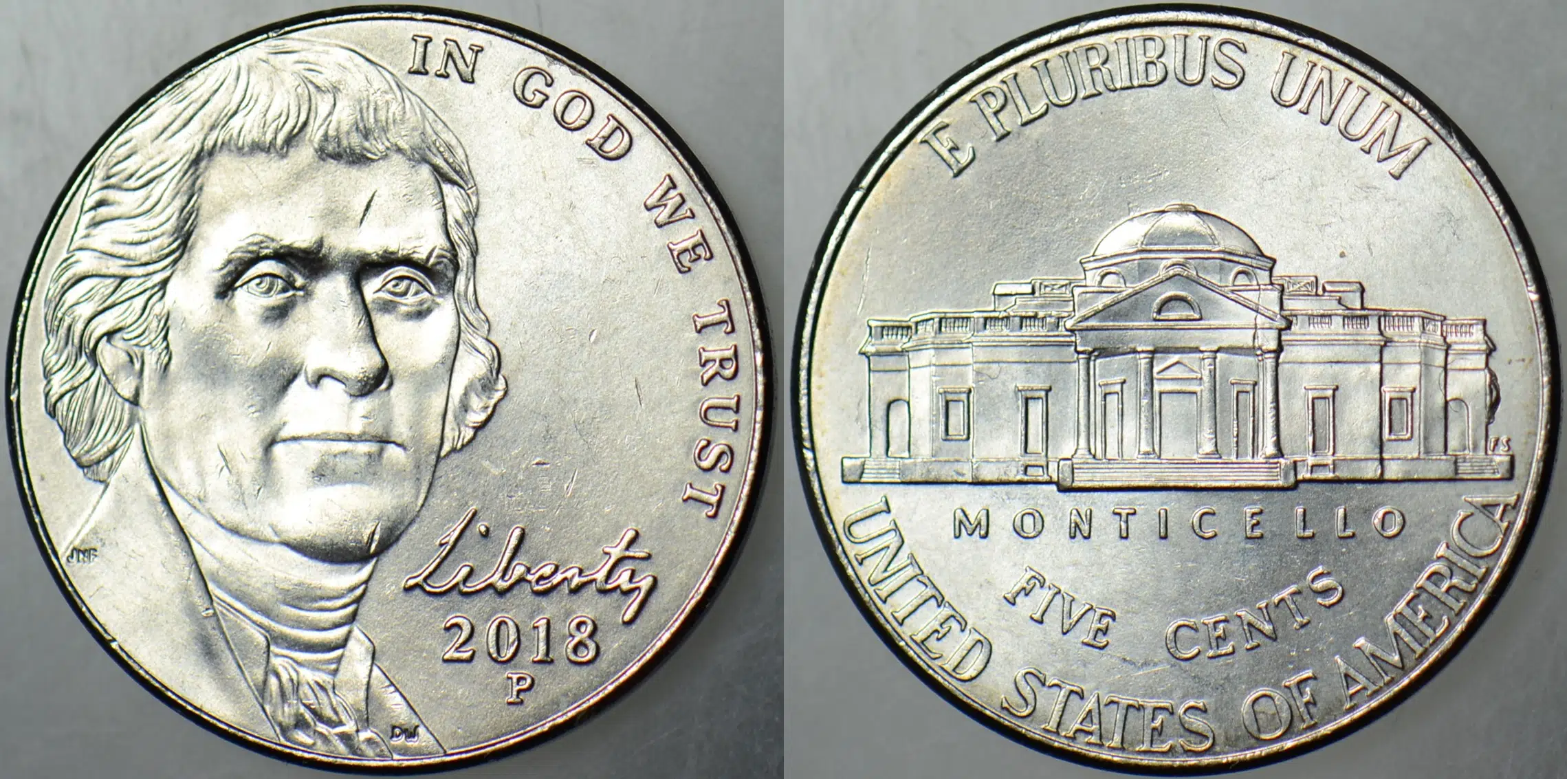 AMERİKA 5 CENT 2018 P. JEFFERSON NICKEL.