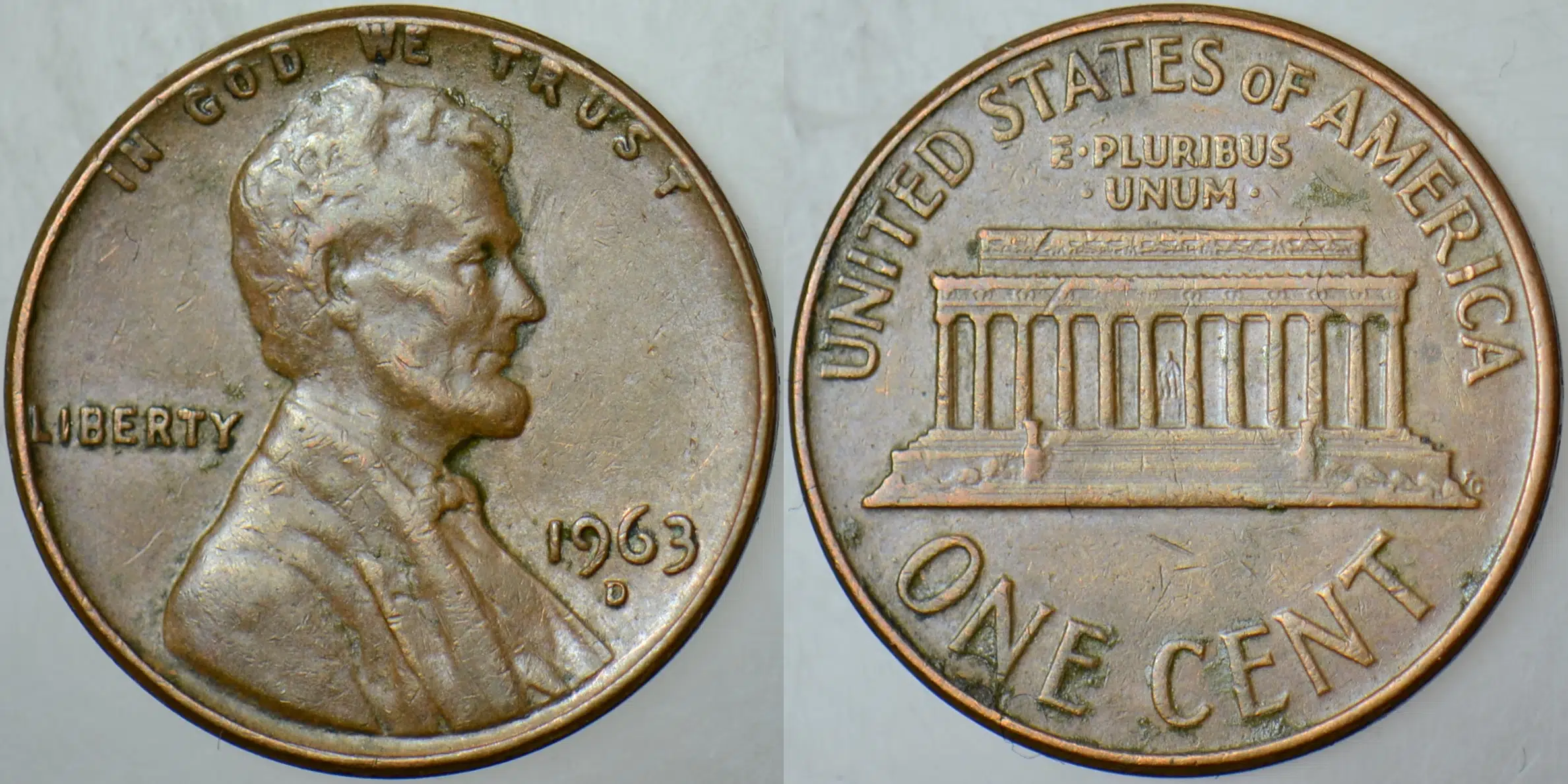 AMERİKA BİRLEŞİK DEVLETLERİ 1 CENT 1963 D. LINCOLN MEMORIAL CENT. 19 mm