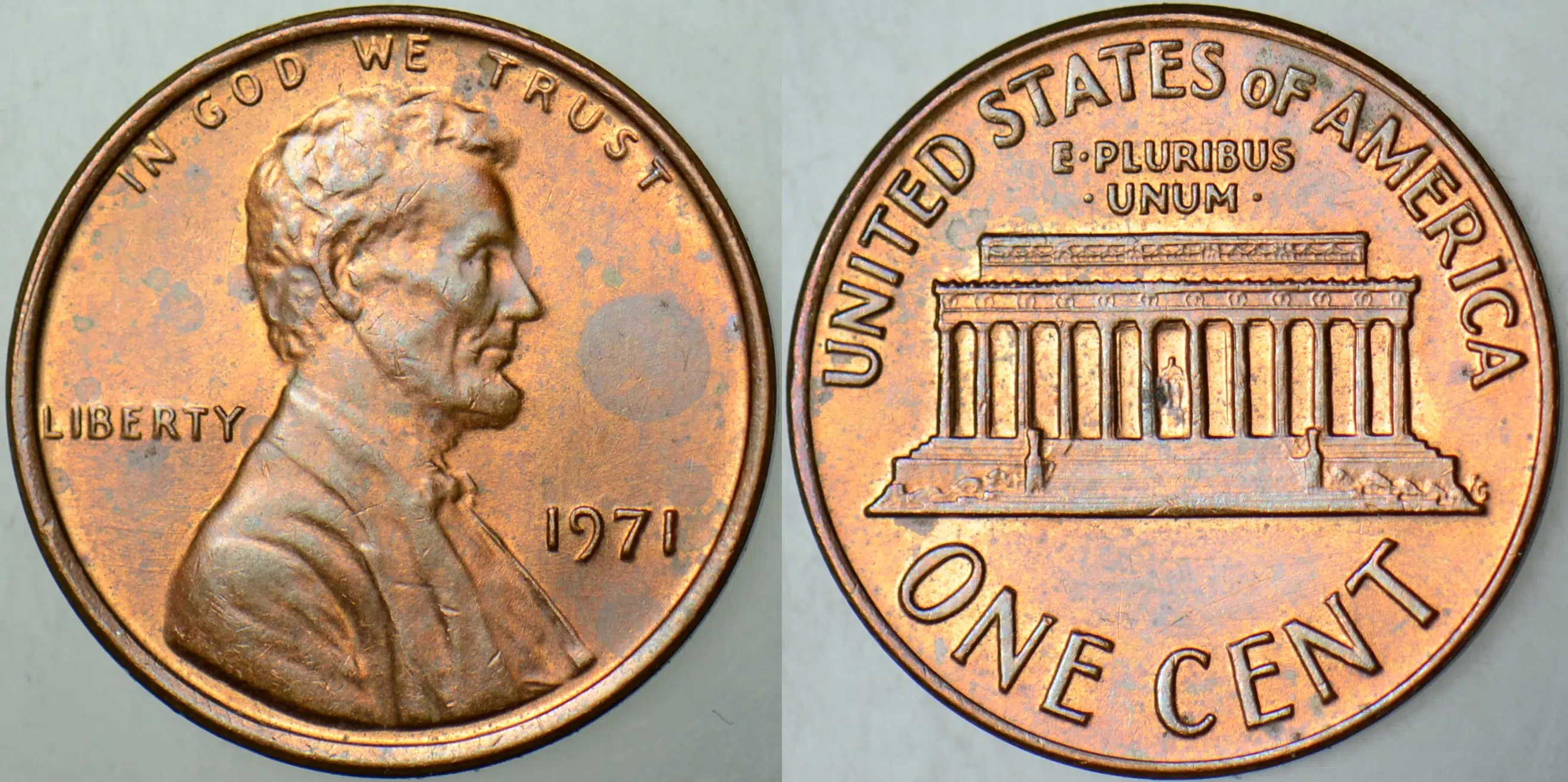 AMERİKA BİRLEŞİK DEVLETLERİ 1 CENT 1971 LİNCOLN MEMORIAL CENT. 19 mm ÇİLALTI++