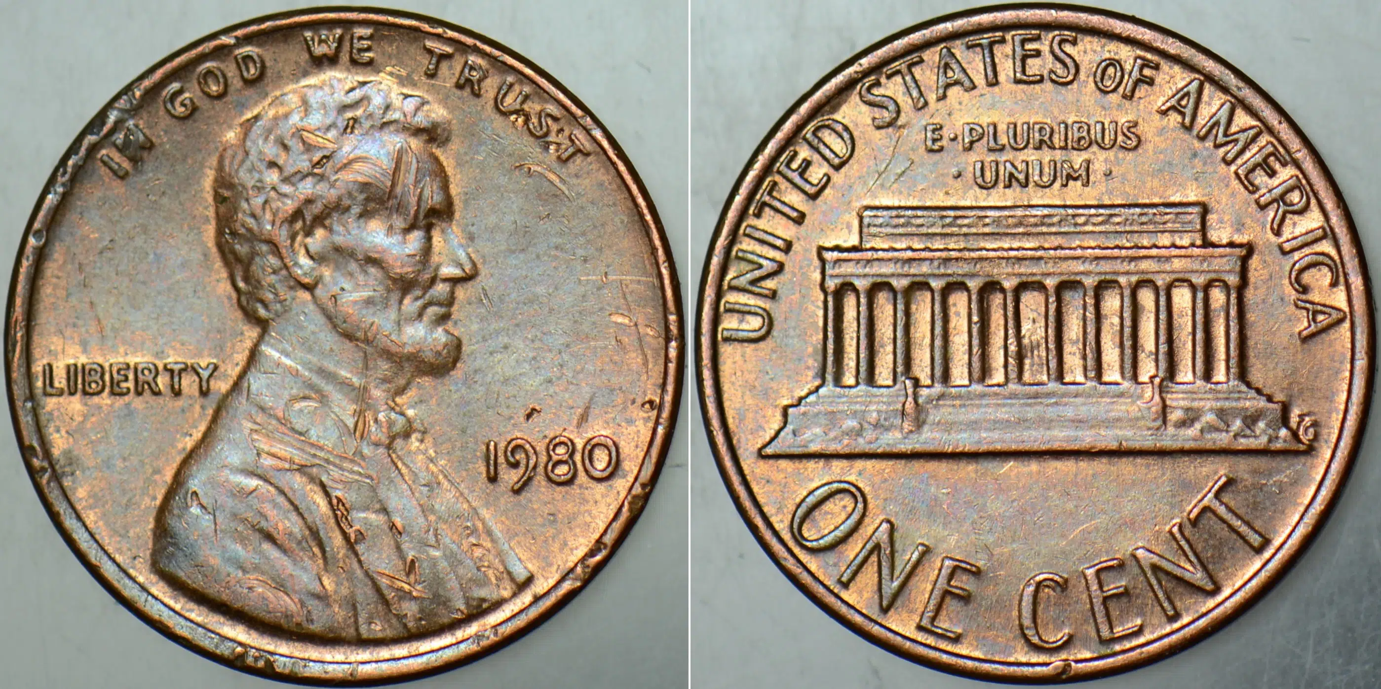 AMERİKA BİRLEŞİK DEVLETLERİ 1 CENT 1980. LINCOLN MEMORIAL CENT. 19 mm