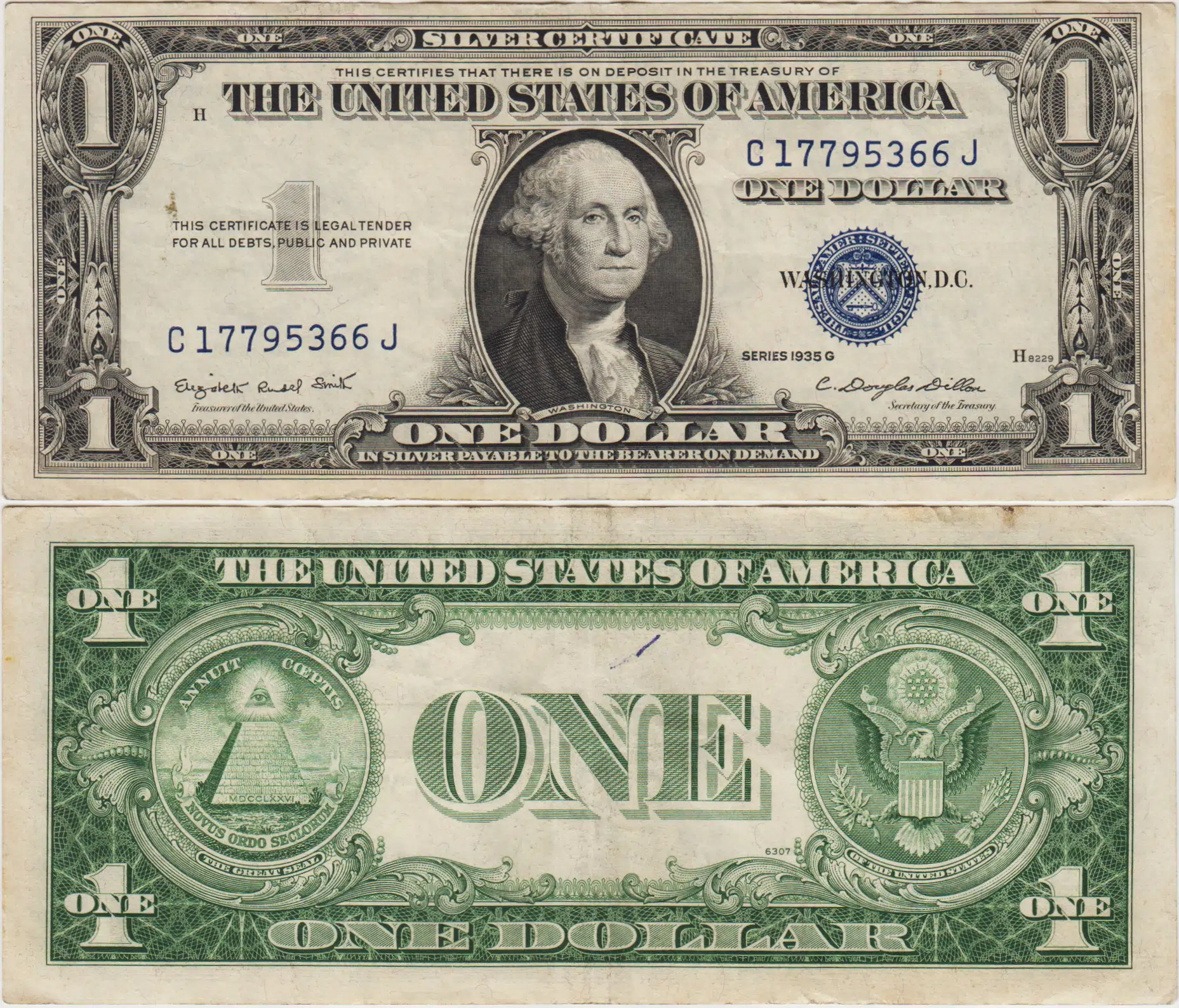 AMERİKA BİRLEŞİK DEVLETLERİ 1 DOLAR 1935 G MAVİ MÜHÜR ÇOK ÇOK TEMİZ(-)