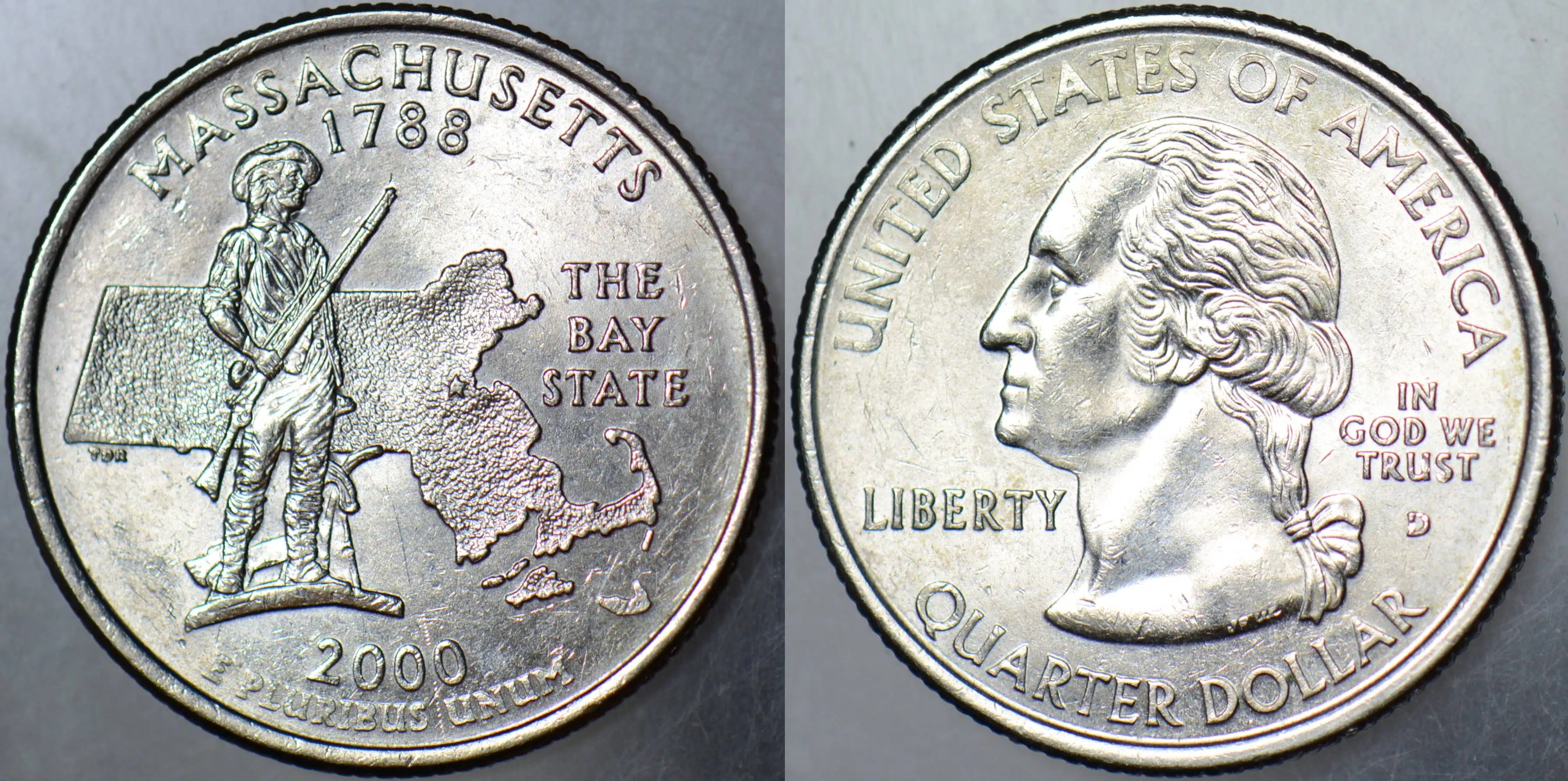 AMERİKA ÇEYREK DOLAR 2000 D EYALETLER SERİSİ-MASSACHUSETTS. ÇİLALTI.