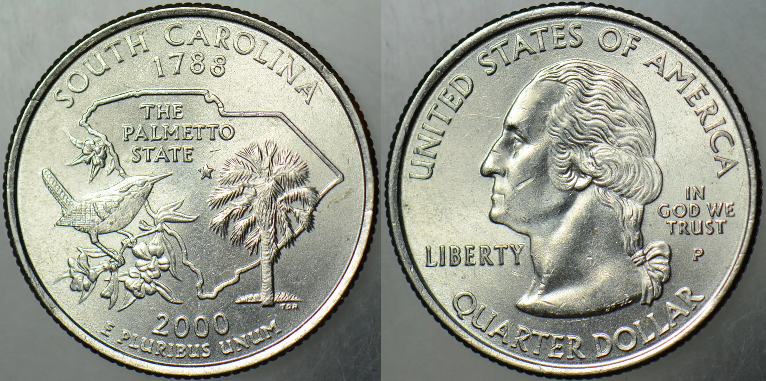 AMERİKA ÇEYREK DOLAR 2000 P EYALETLER SERİSİ-SOUTH CAROLINA. ÇİLALTI.