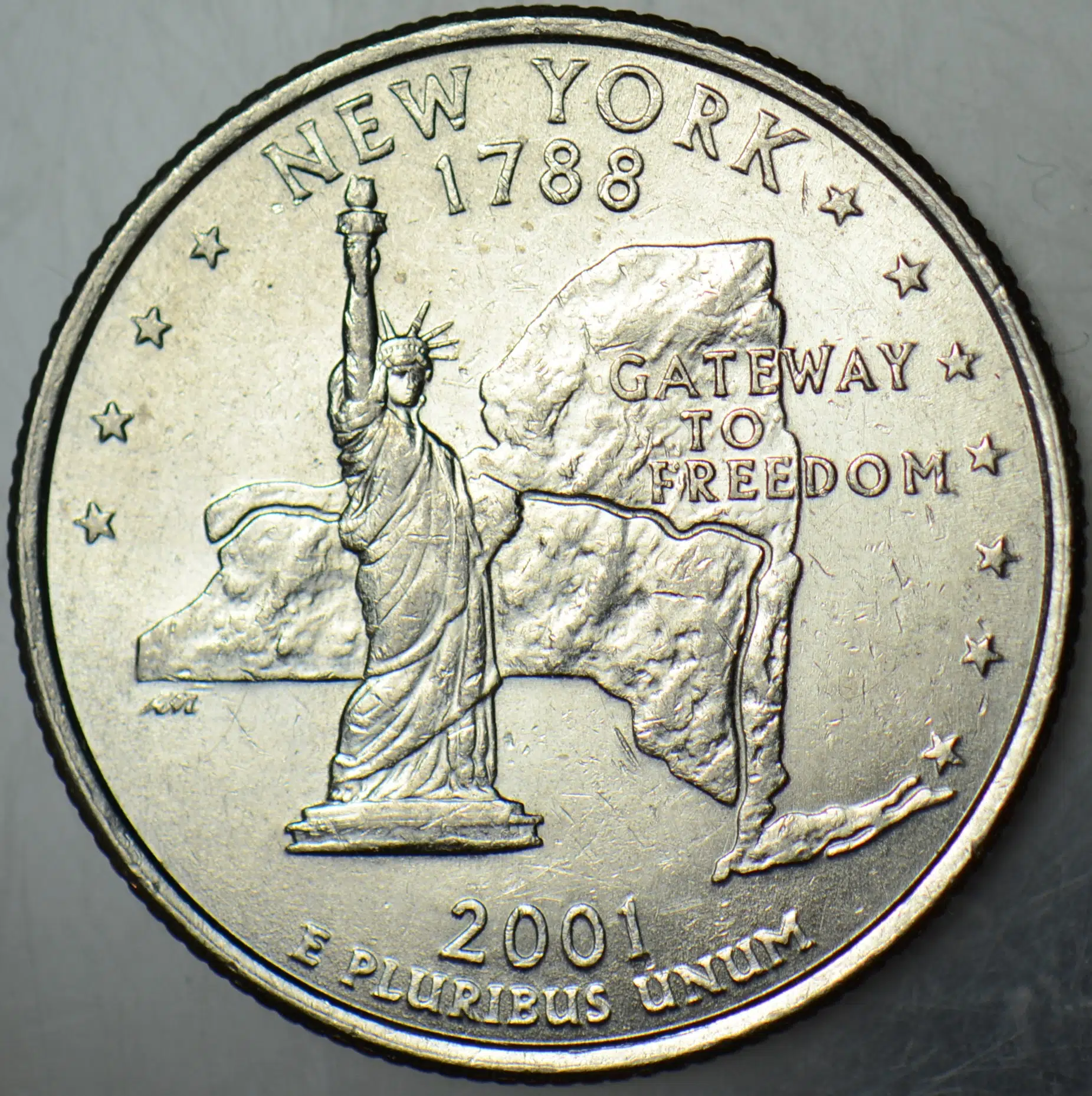 AMERİKA ÇEYREK DOLAR 2001 D EYALETLER SERİSİ-NEW YORK-ÖZGÜRLÜK ANITI.