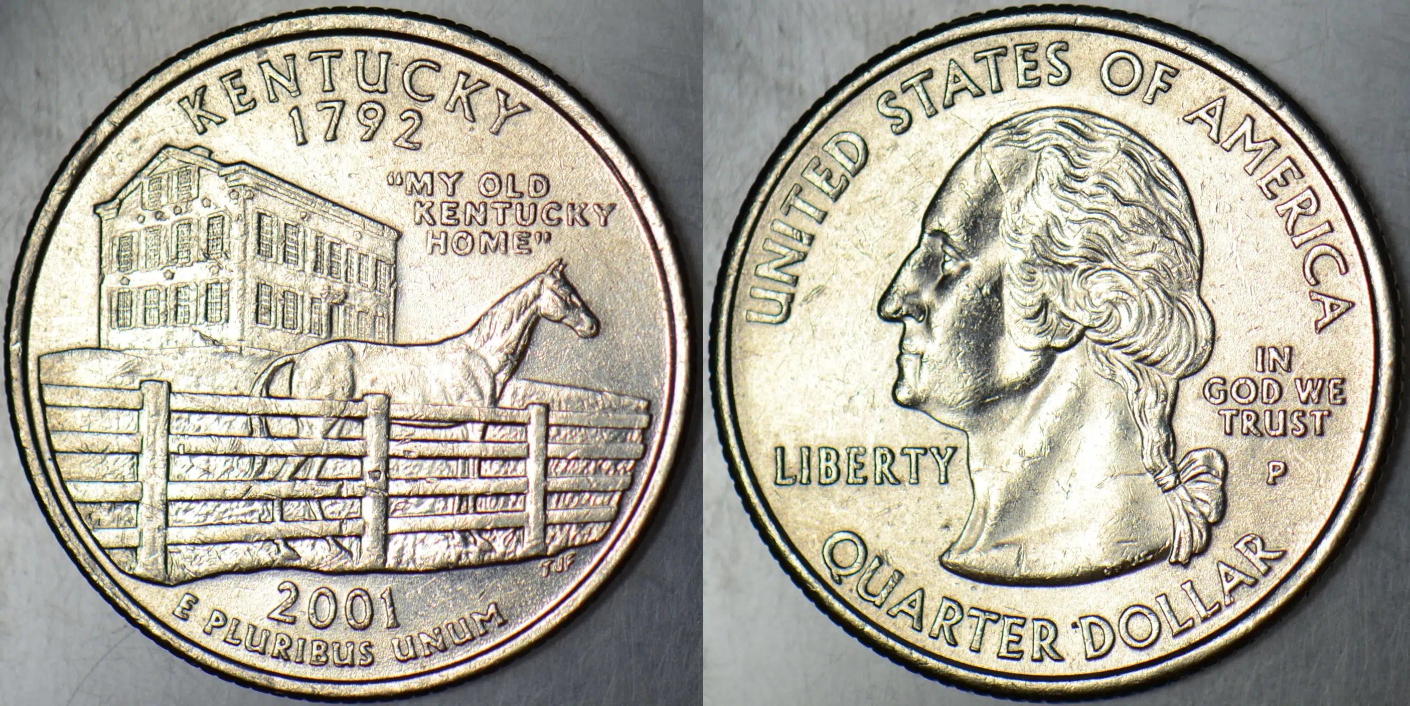 AMERİKA ÇEYREK DOLAR 2001 P EYALETLER SERİSİ - KENTUCKY. AT - HARA TEMALI.