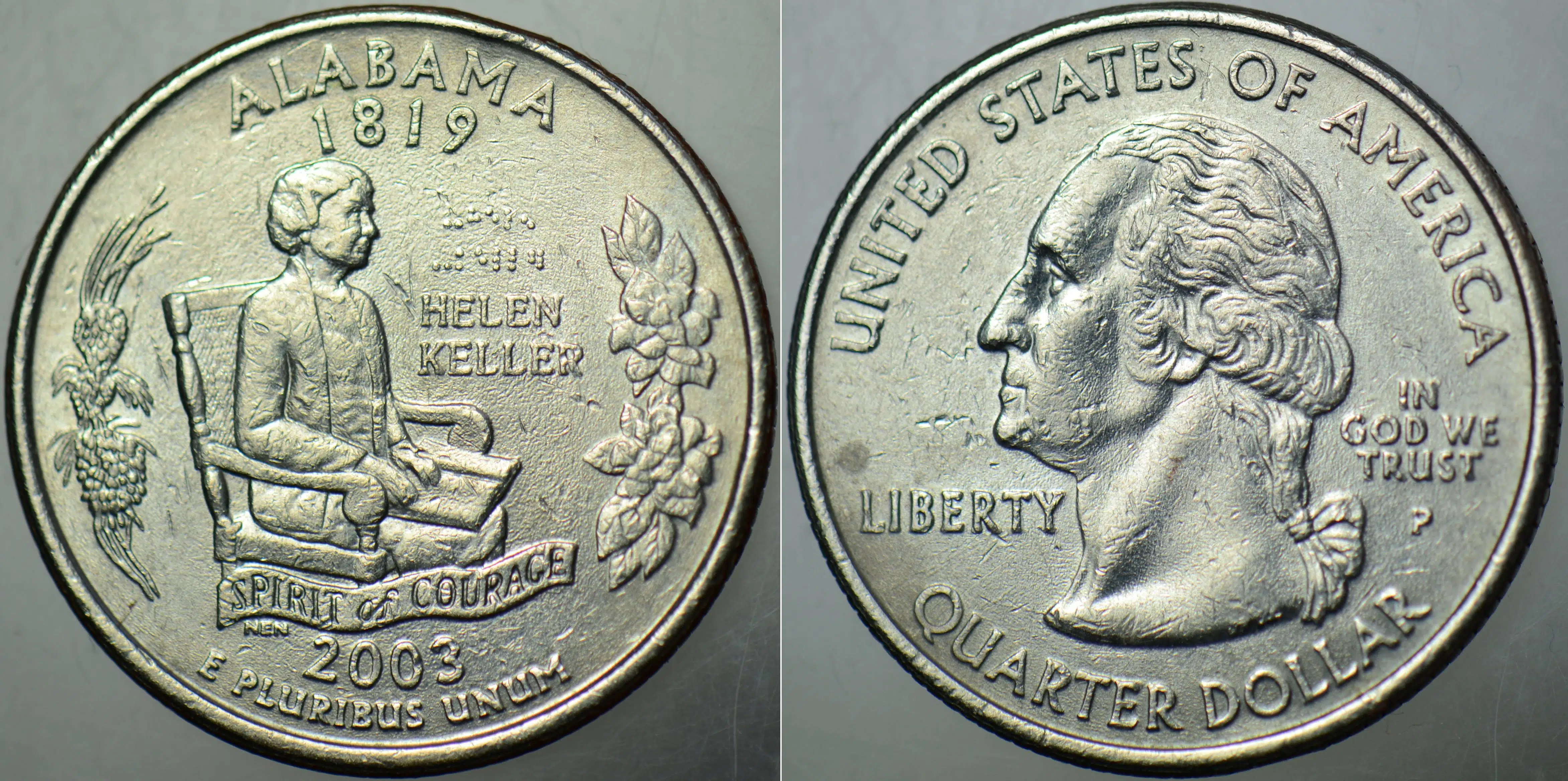 AMERİKA ÇEYREK DOLAR 2003 P YILI EYALETLER SERİSİ - ALABAMA-HELEN KELLER.