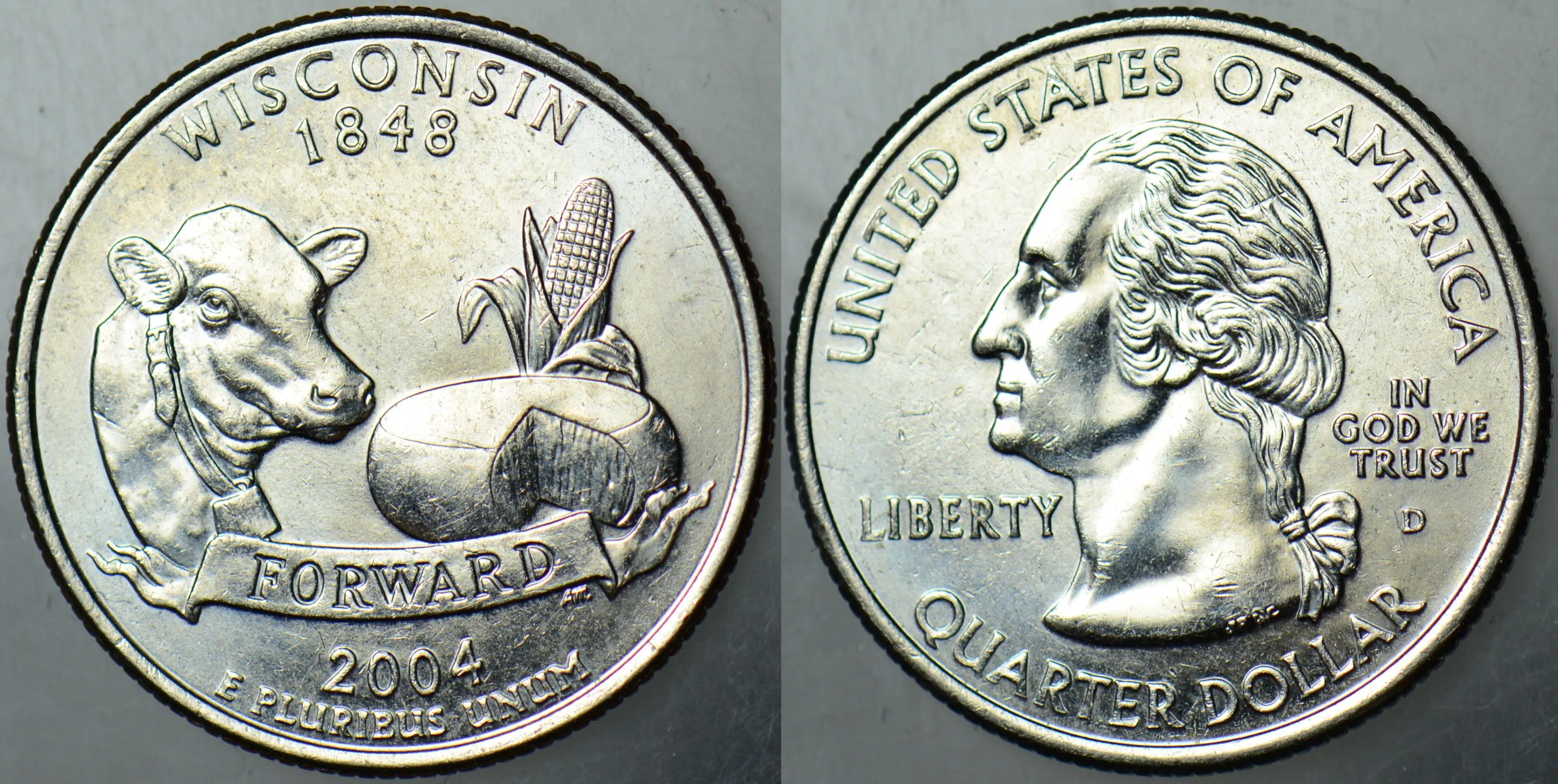 AMERİKA ÇEYREK DOLAR 2004 D EYALETLER SERİSİ-WISCONSIN. ÇİLALTI.