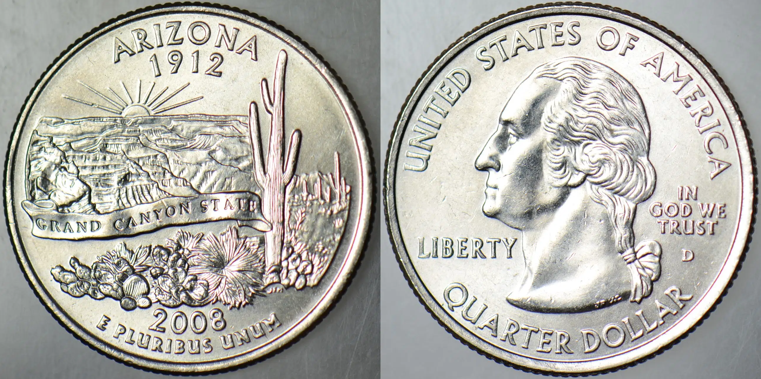AMERİKA ÇEYREK DOLAR 2008 D EYALETLER SERİSİ-ARİZONA. ÇİLALTI.