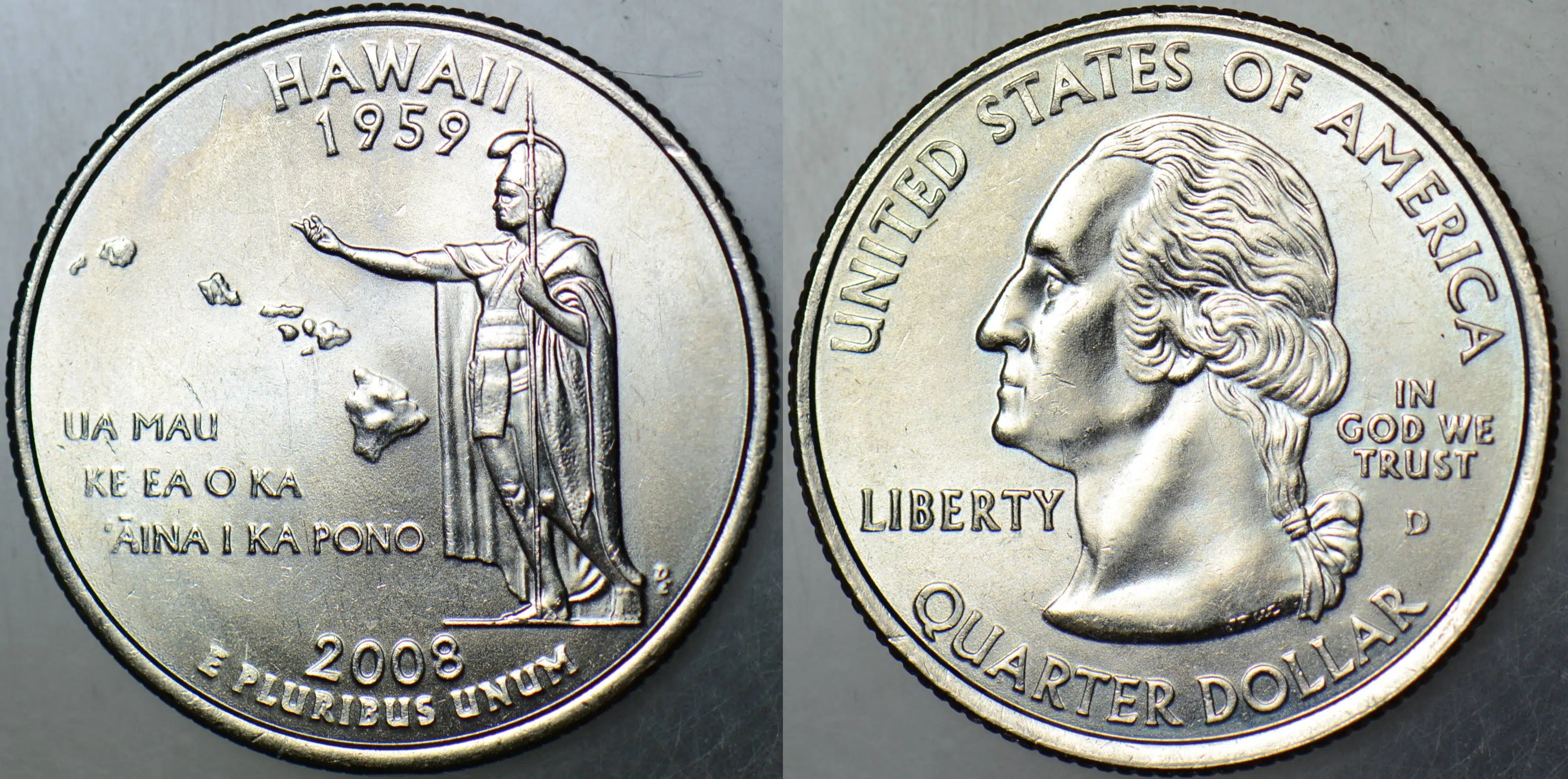 AMERİKA ÇEYREK DOLAR 2008 D EYALETLER SERİSİ-HAWAII. ÇİL(-)