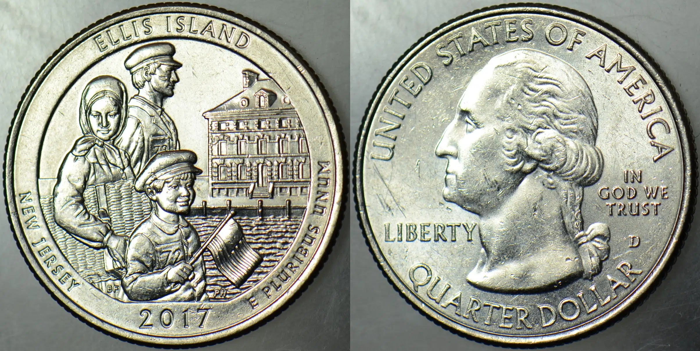 AMERİKA ÇEYREK DOLAR 2017 D ULUSAL PARKLAR-NEW JERSEY - ELLIS ISLAND. ÇİLALTI.