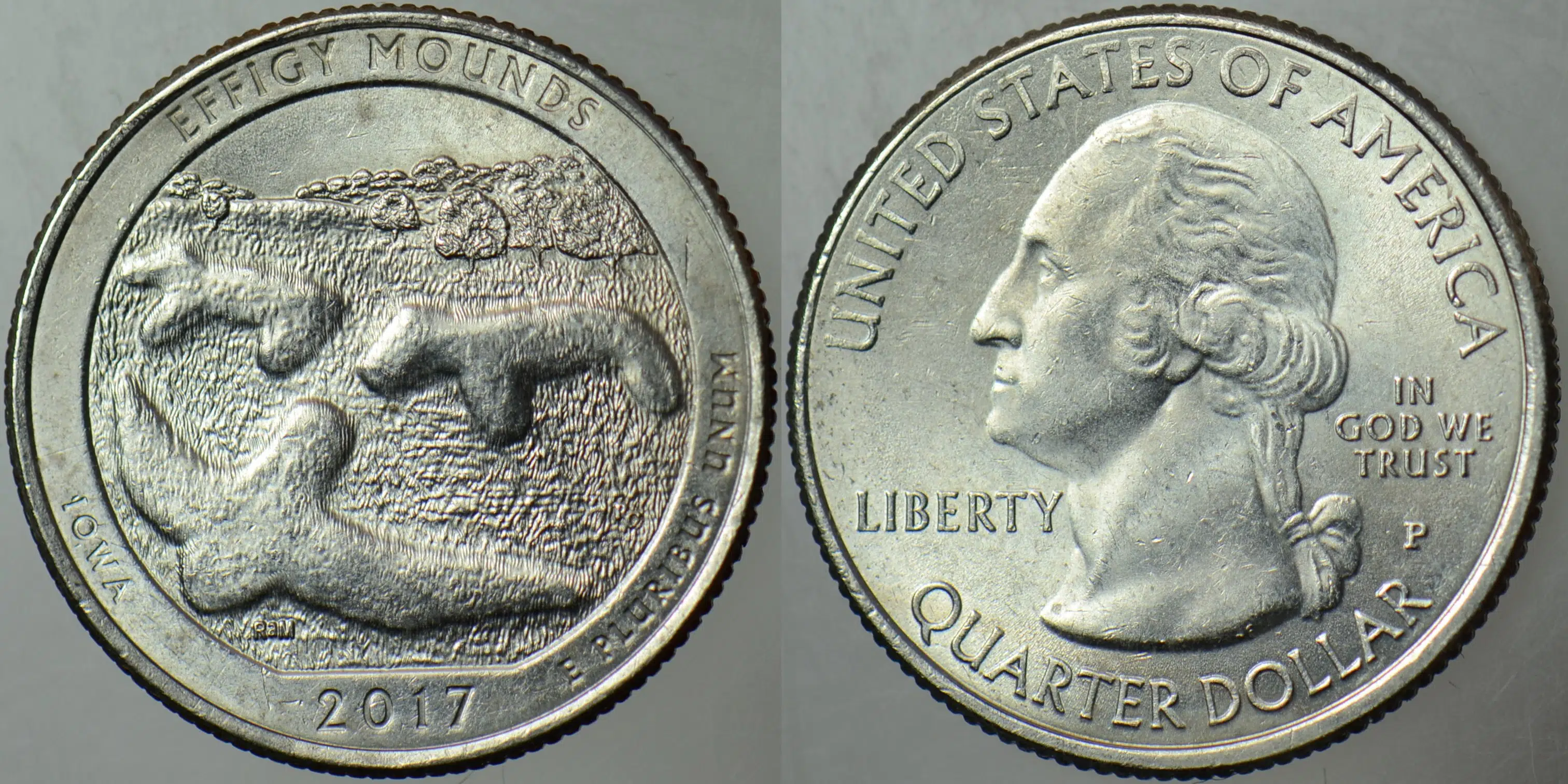 AMERİKA ÇEYREK DOLAR 2017 P. HATIRA-IOWA - EFFIGY MOUNDS. ÇİLALTI