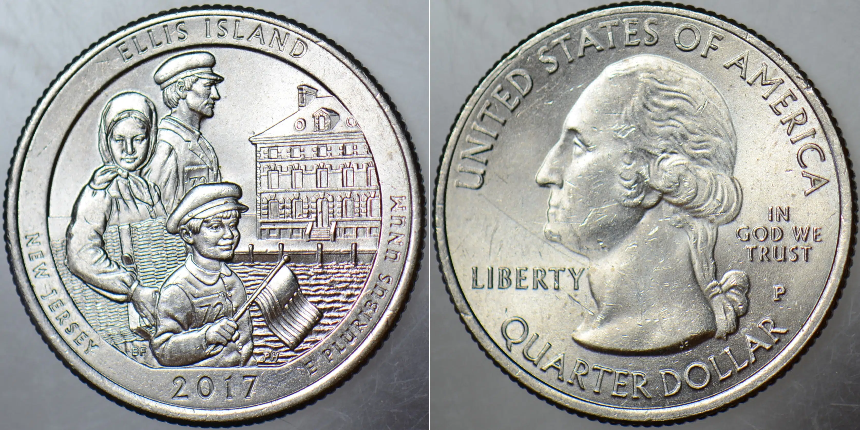 AMERİKA ÇEYREK DOLAR 2017 P ULUSAL PARKLAR SERİSİ - NEW JERSEY - ELLIS ISLAND. ÇİLALTI+ KONDİSYON.