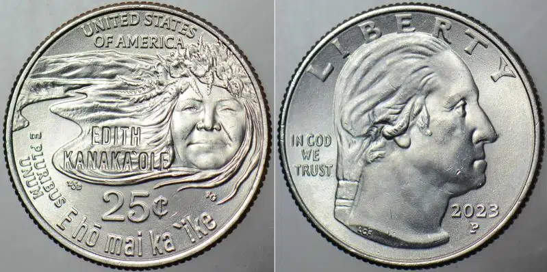 AMERİKA ÇEYREK DOLAR 2023 P HATIRA. AMERİKALI KADINLAR-EDITH KANAKA'OLE. ÇİL(-)