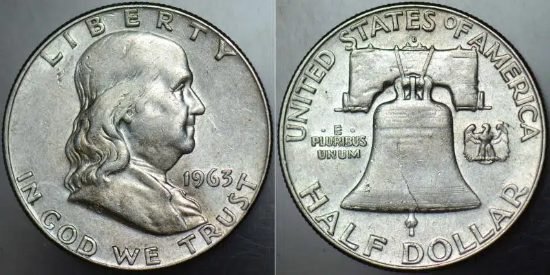AMERİKA GÜMÜŞ 1/2 DOLAR 1963 D FRANKLİN - LIBERTY BELL. 12,4 GRAM.