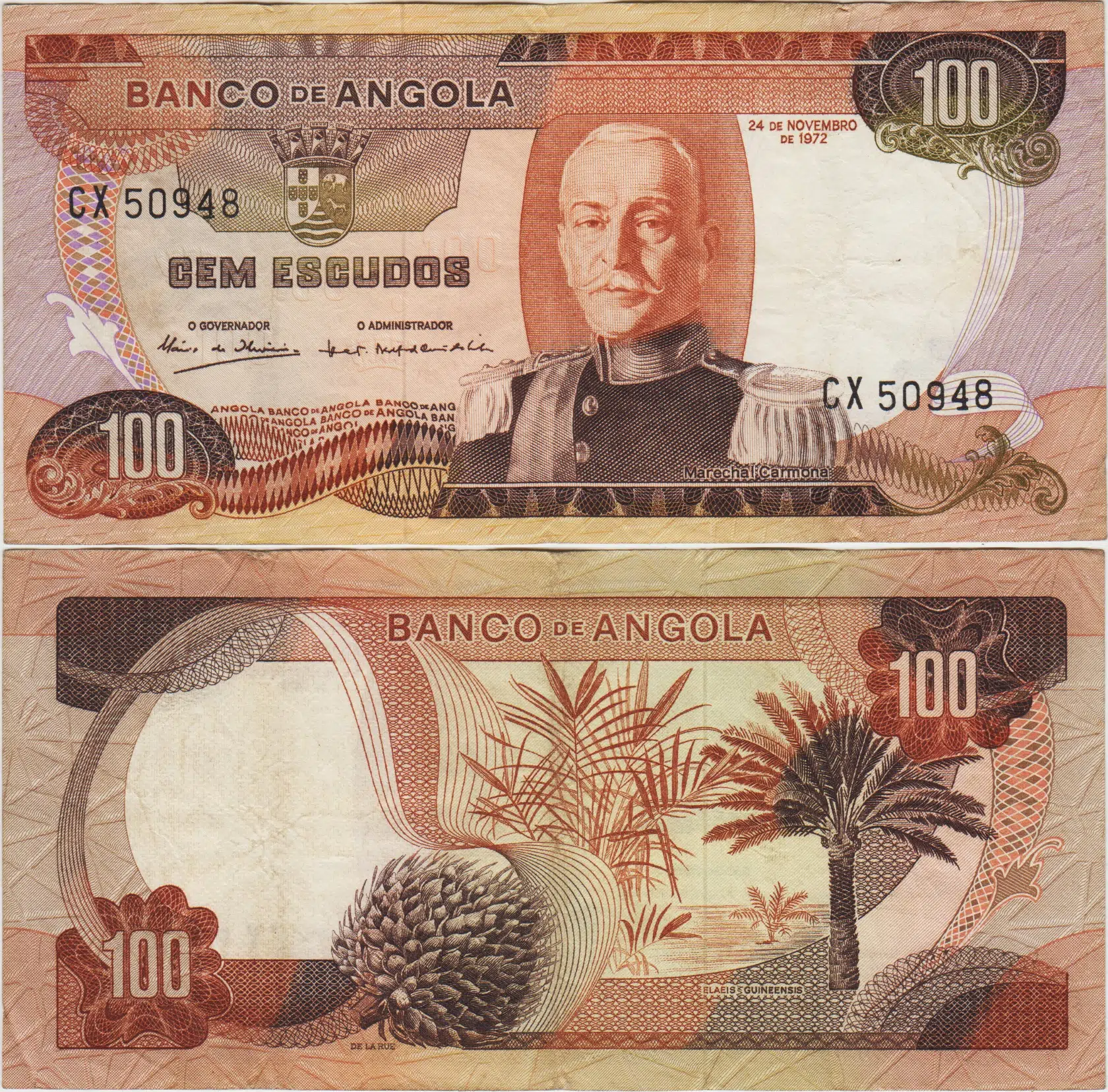 ANGOLA 100 ESKUDO 1972 PORTEKİZ HAKİMİYETİ DÖNEMİ. ÇOK ÇOK TEMİZ(-) KONDİSYON.