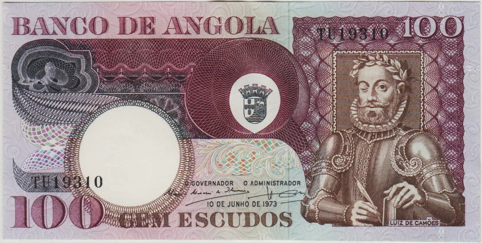 ANGOLA 100 ESKUDO 1973 PORTEKİZ HAKİMİYETİ DÖNEMİ. HAFİF DALGALI ÇİL.