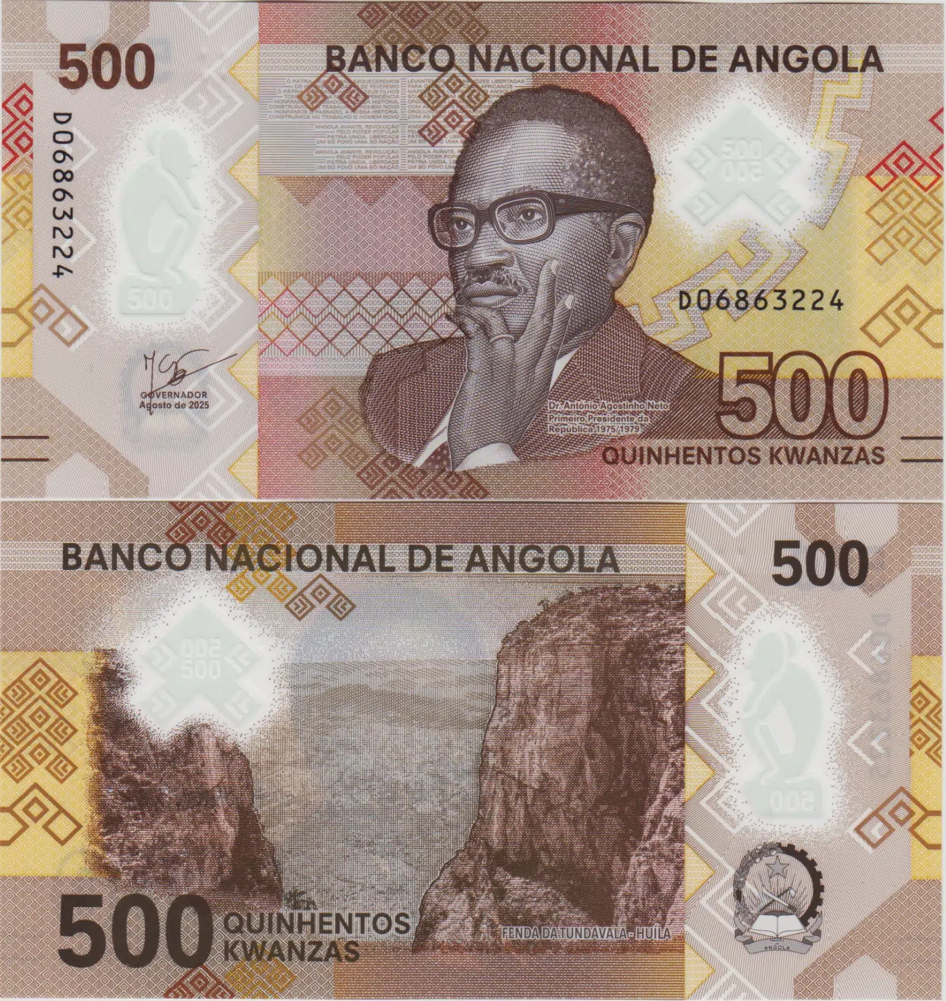 ANGOLA 500 KWANZA 2025 POLYMER ÇİL.