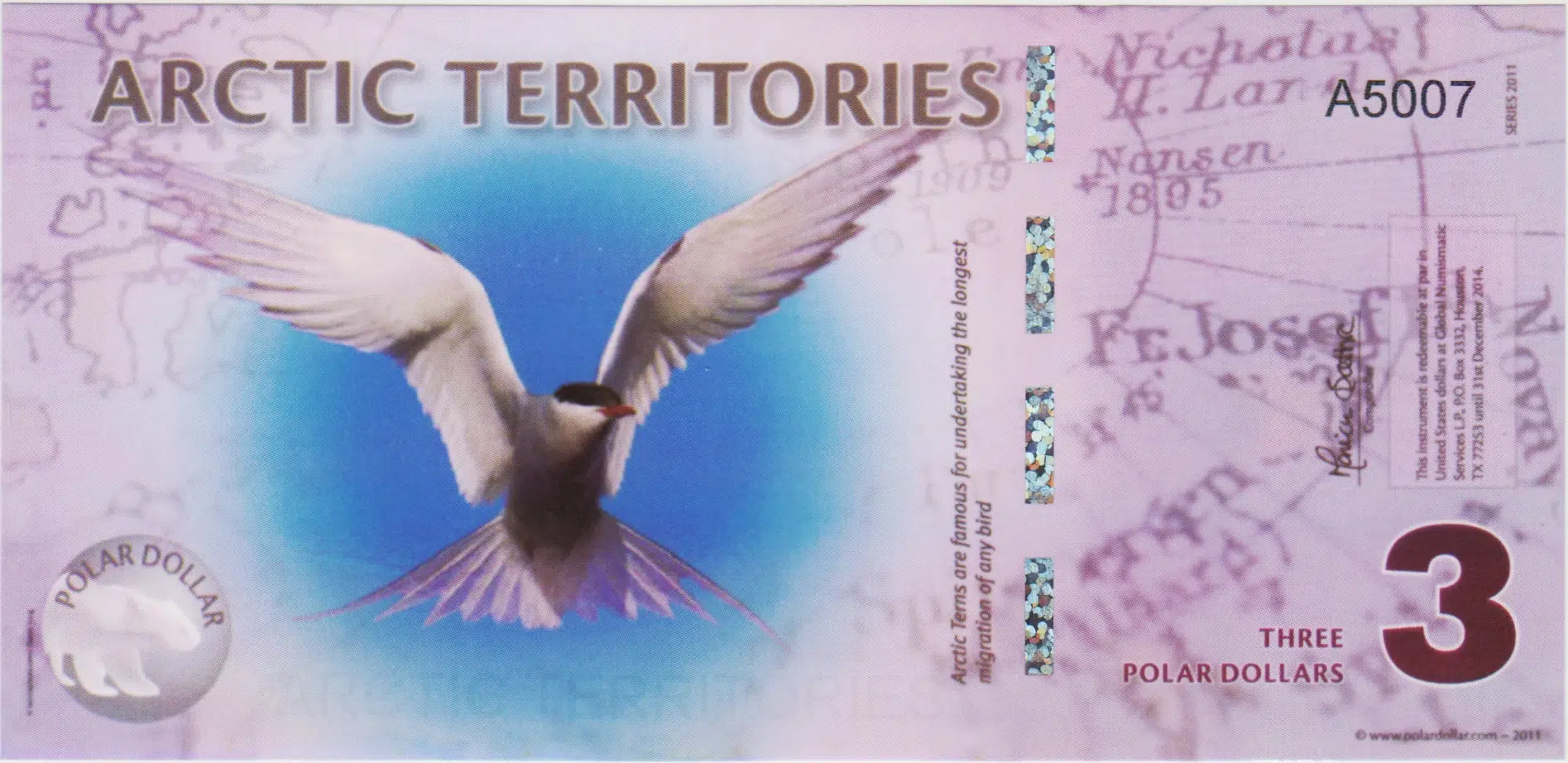 ARCTIC TERRITORIES 3 POLAR DOLAR 2011 KUTUP SUMRUSU TEMALI. POLYMER. ÇİL KONDİSYON.