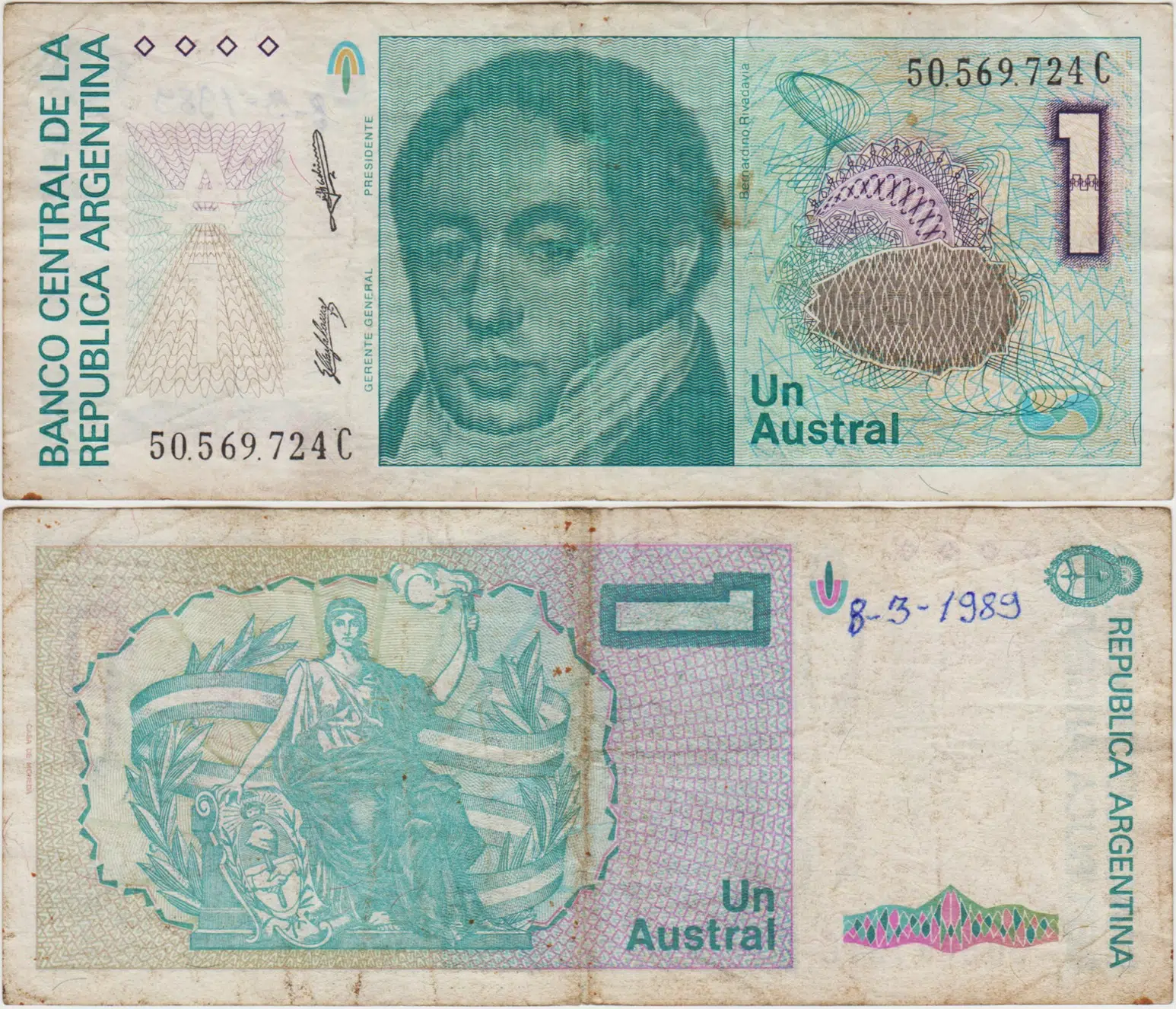 ARJANTİN 1 AUSTRAL 1988-89 arka yüzde yazı TEMİZ+