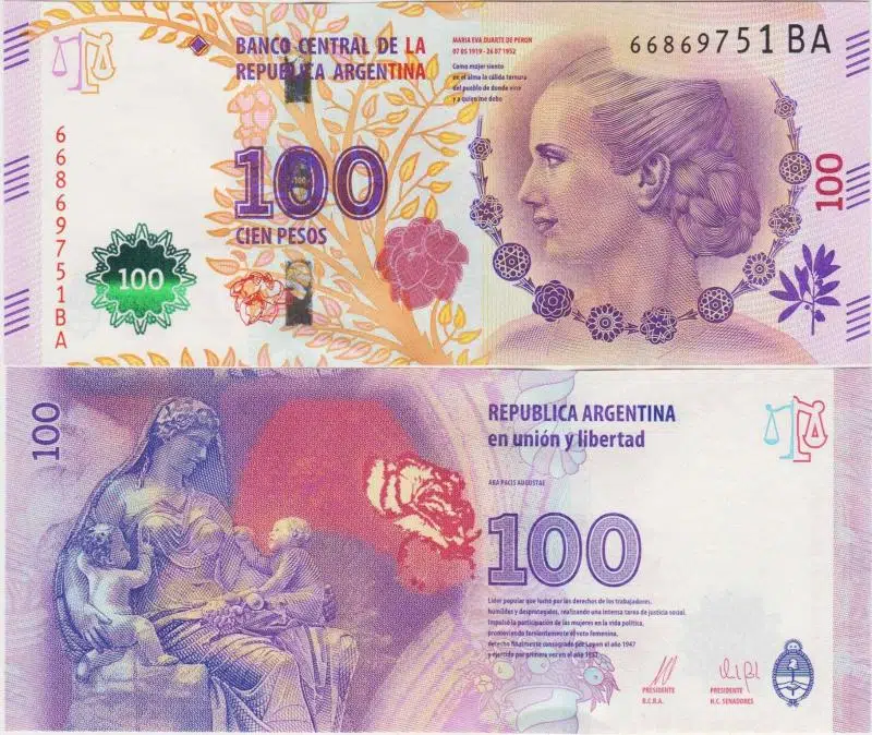ARJANTİN 100 PESO 2016 HATIRA. EVA PERON TEMALI. ÇİL KONDİSYON.