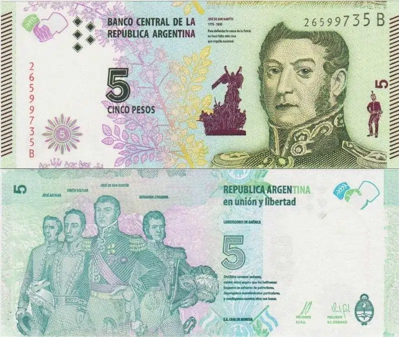 ARJANTİN 5 PESO 2015 ÇİL KONDİSYON.