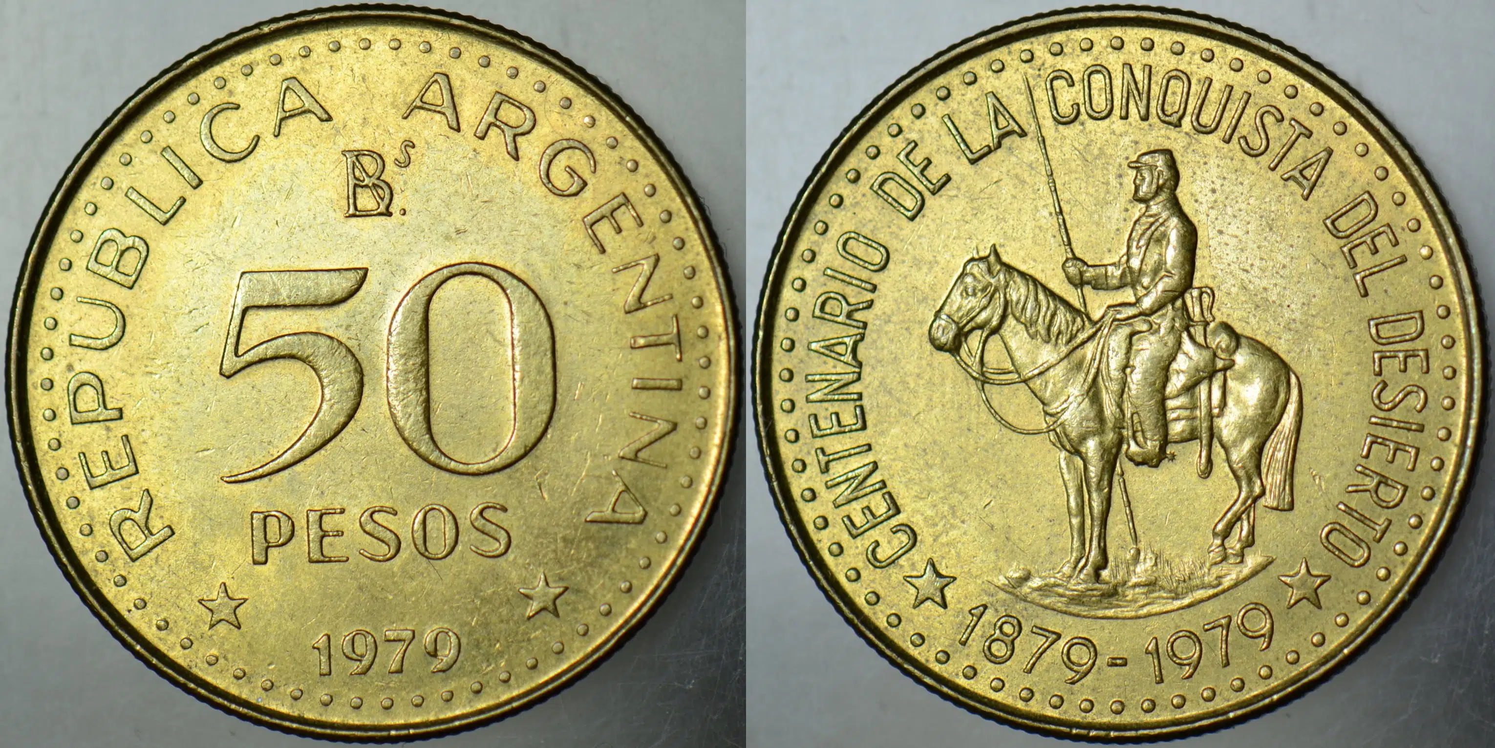 ARJANTİN 50 PESO 1979 SİRKÜLASYON HATIRA-PATAGONYANIN FETHİ 100 YILI. ÇİLALTI.