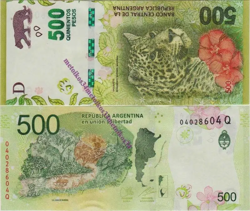 ARJANTİN 500 PESO 2020 JAGUAR TEMALI. ÇİL KONDİSYON.