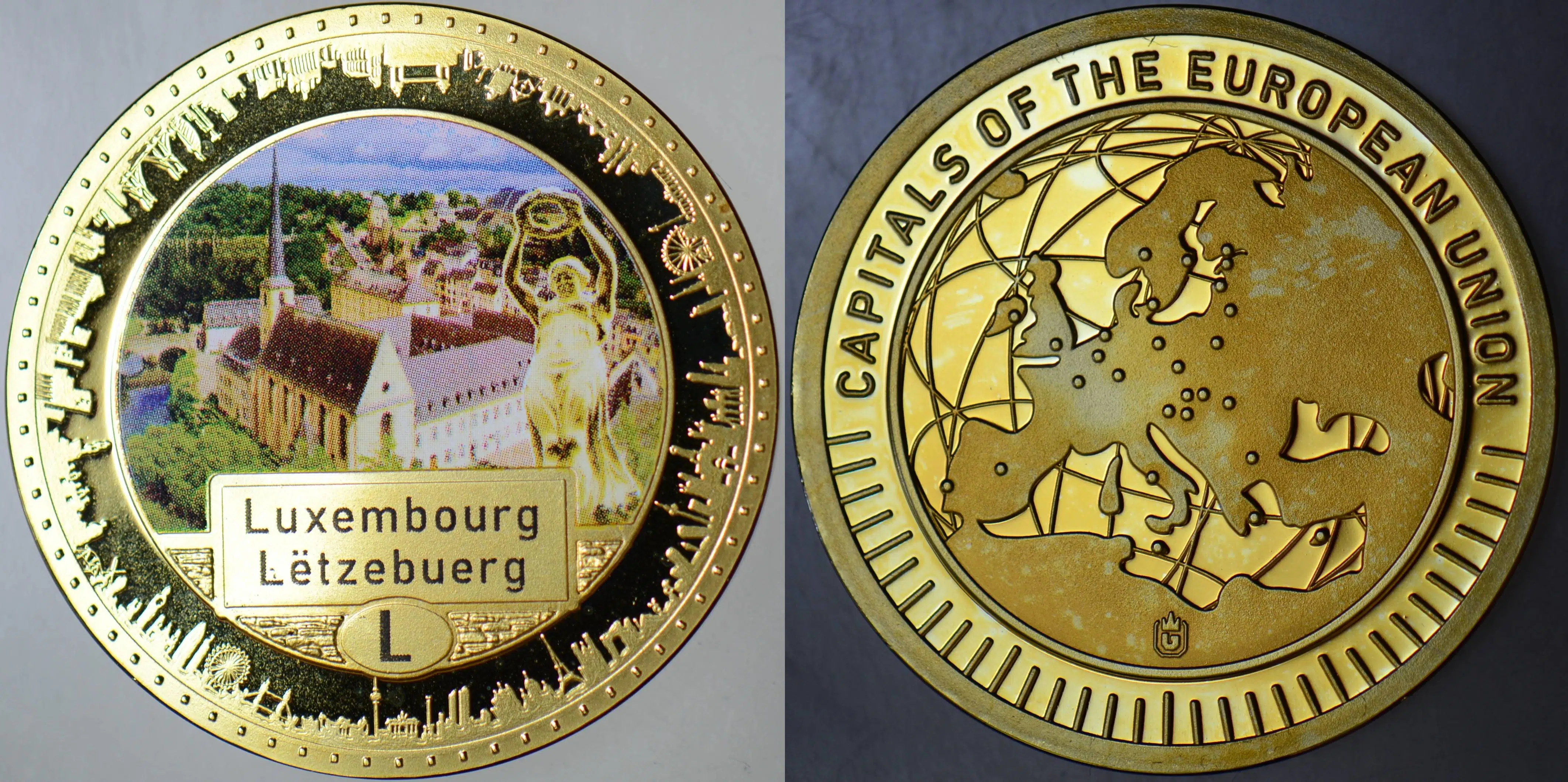AVRUPA'NIN BAŞKENTLERİ MADALYON-LÜKSEMBURG. RENKLİ 33 mm ÇİL.