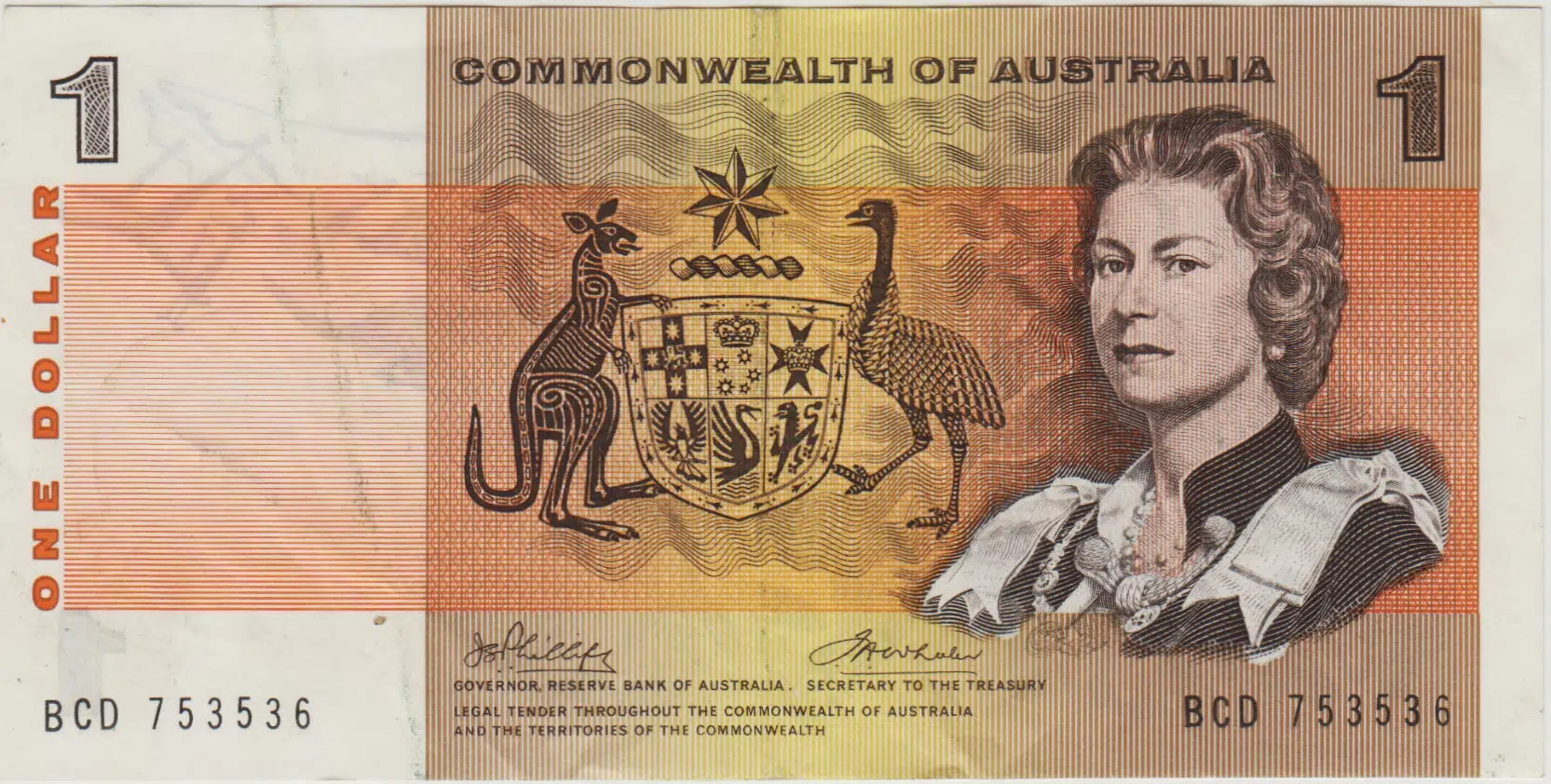 AVUSTRALYA 1 DOLAR 1972-73 COMMONWEALTH pick 37d KRALİÇE - ABORİJİN TEMALI. ÇÇT.