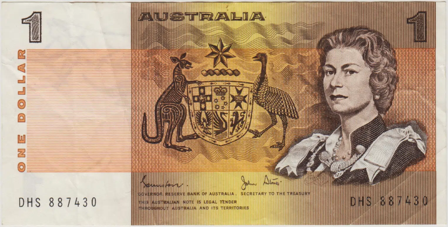 AVUSTRALYA 1 DOLAR 1982-84 KRALİÇE II. ELİZABETH-ABORİJİN TEMALI. ÇOK ÇOK TEMİZ.