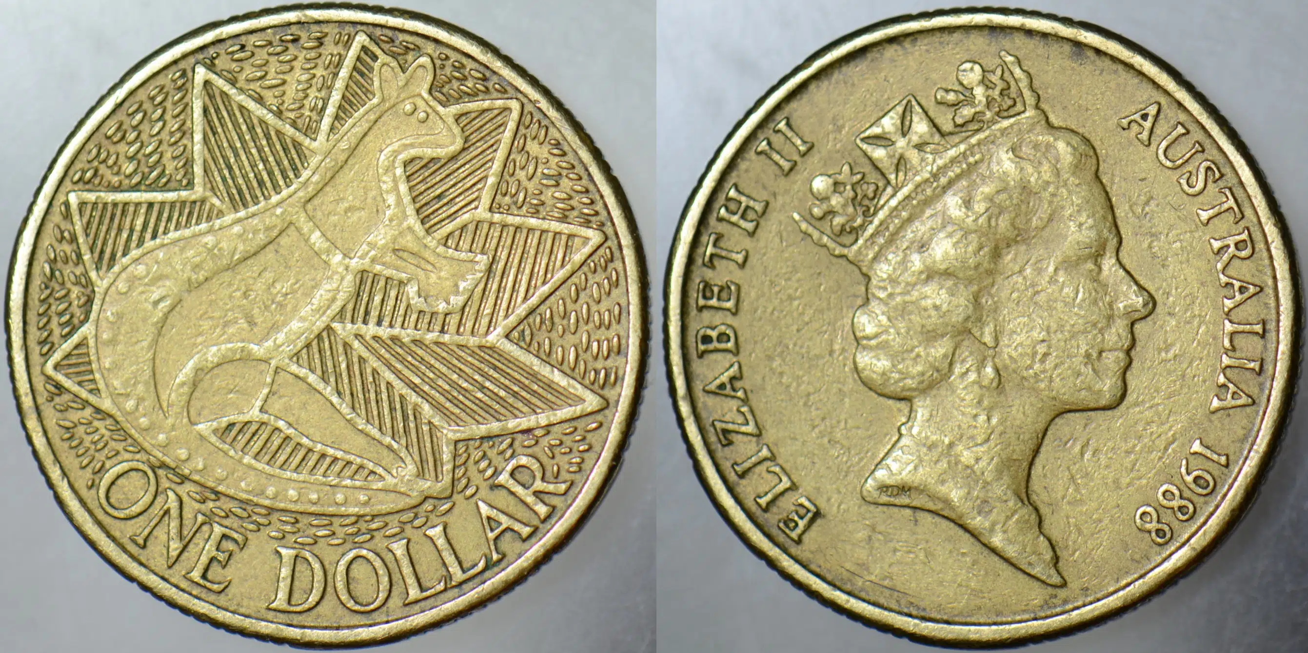 AVUSTRALYA 1 DOLAR 1988 SİRKÜLASYON HATIRA. KRALİÇE II. ELİZABETH.